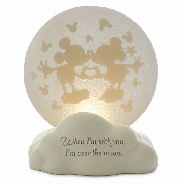 Hallmark Disney Mickey Mouse and Minnie Mouse Moon Figurine With Light Decorative Mirror,Home Decor Mirror