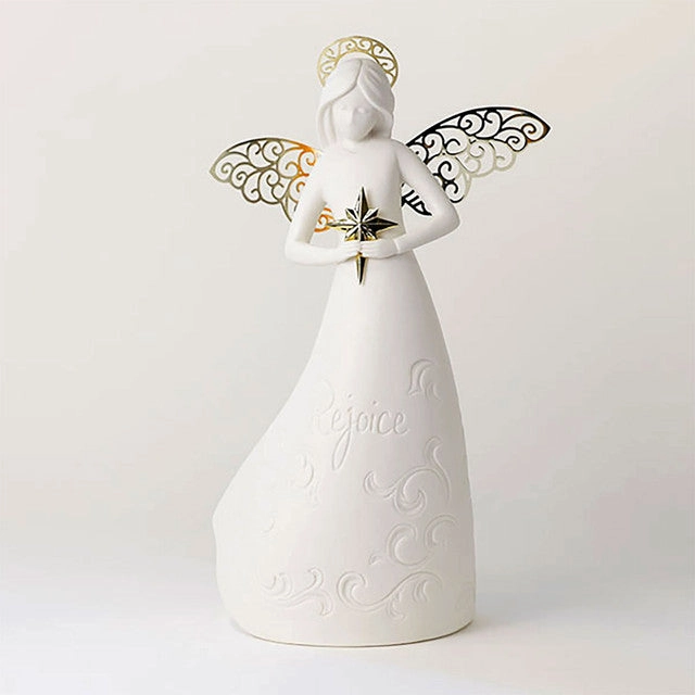 Hallmark Joanne's Angels Rejoice Lighted Angel Figurine, 12" Decorative Mirror,Home Decor Mirror
