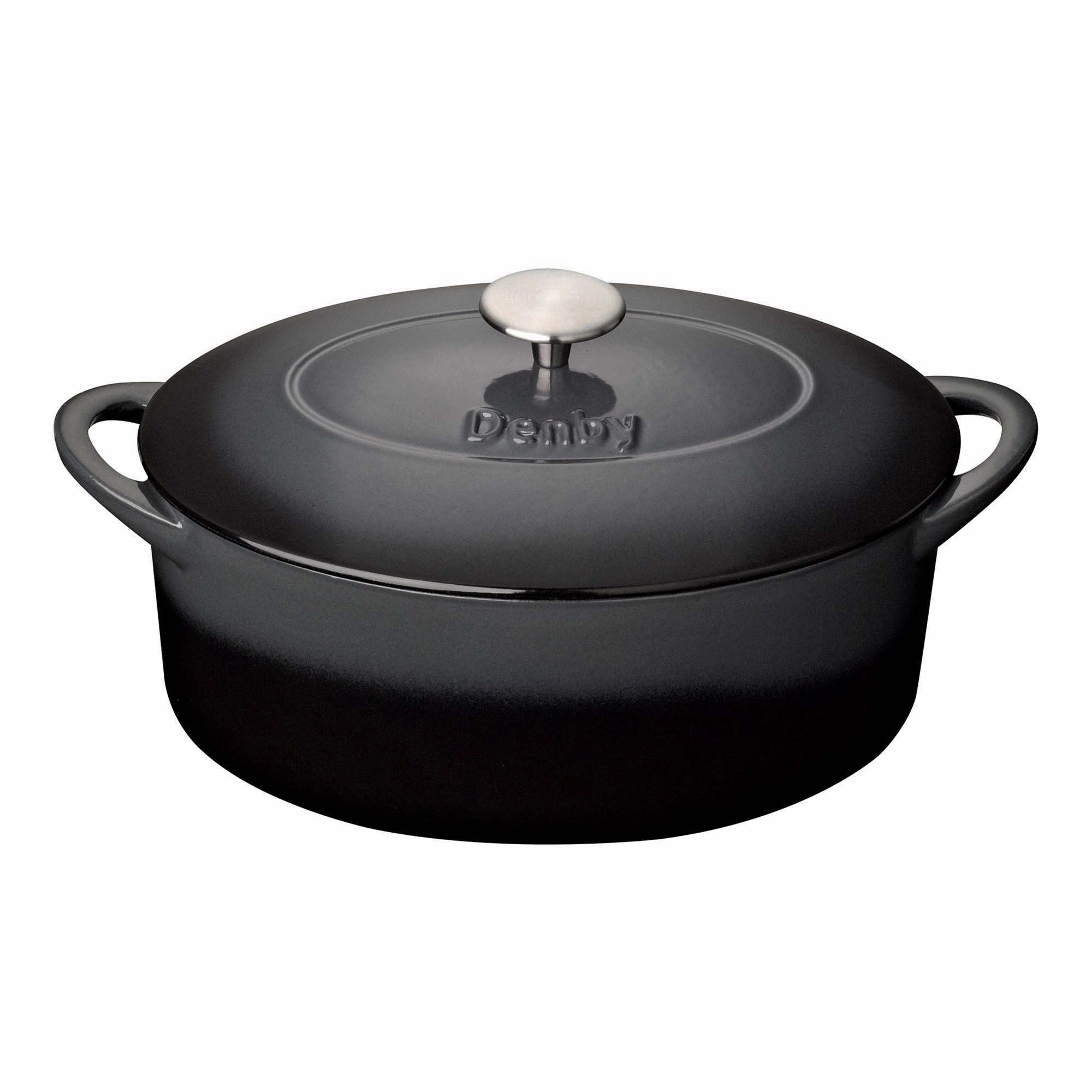 Halo Cast Iron Oval casserole dish, D28cm, black curtain fabric, upholstery textile