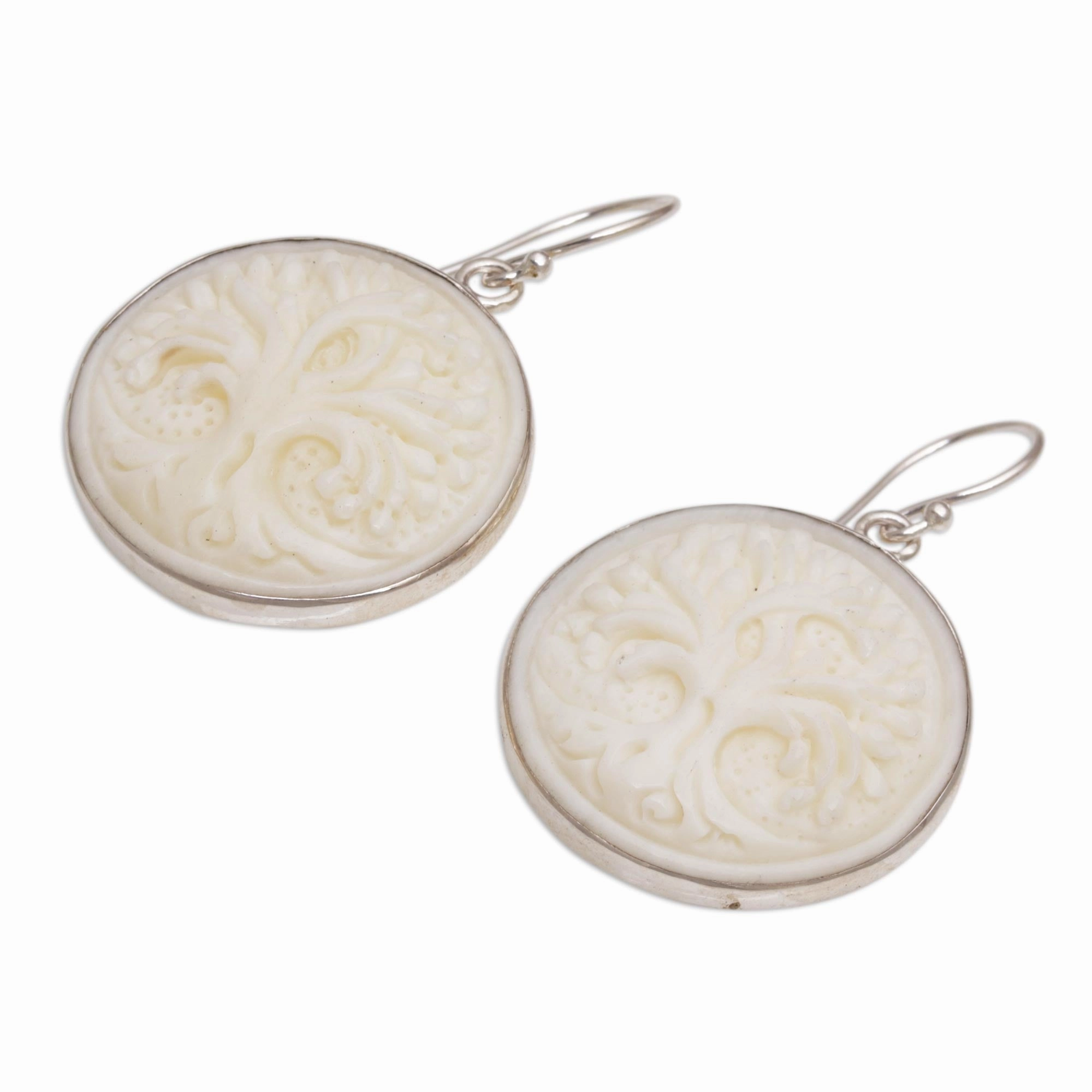 Halo Trees Handcrafted Bone Dangle Earrings