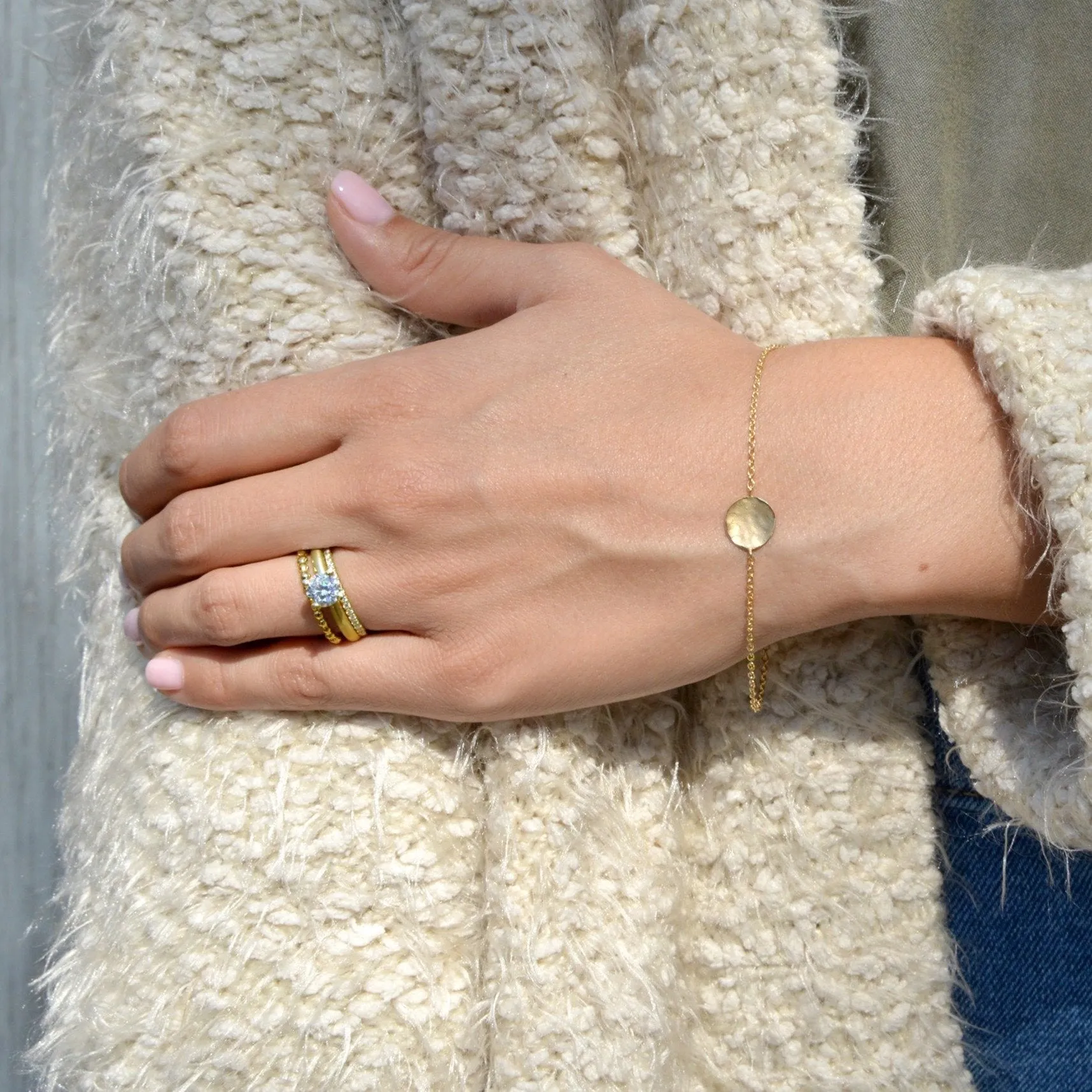Hammered Disc Bracelet