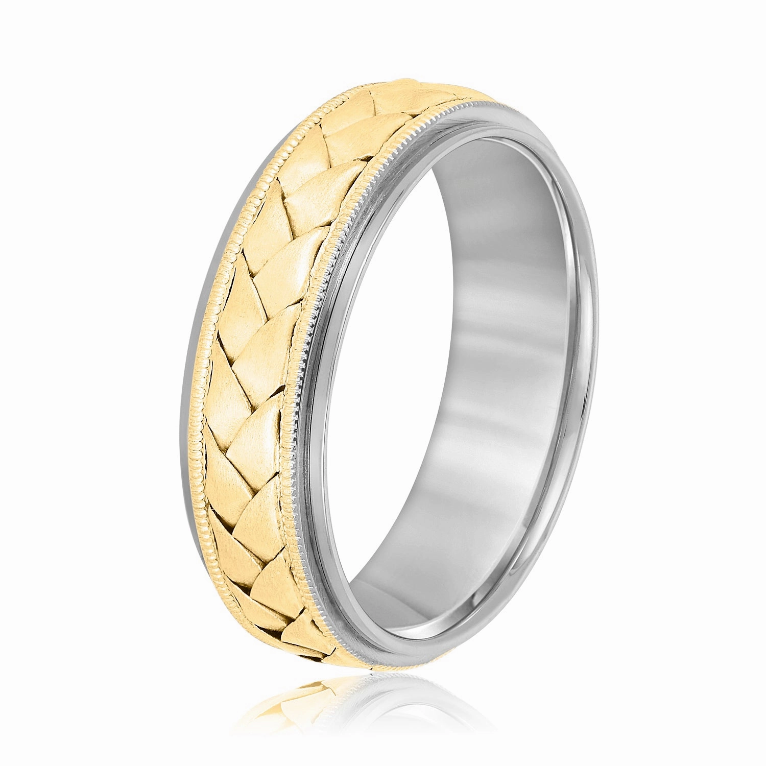 Hand Braided Milgrain Edges Men's Wedding Band