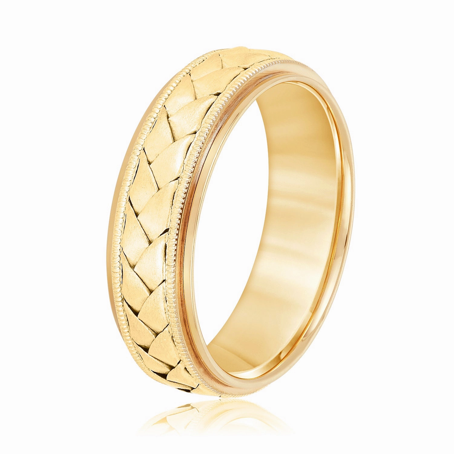 Hand Braided Milgrain Edges Men's Wedding Band