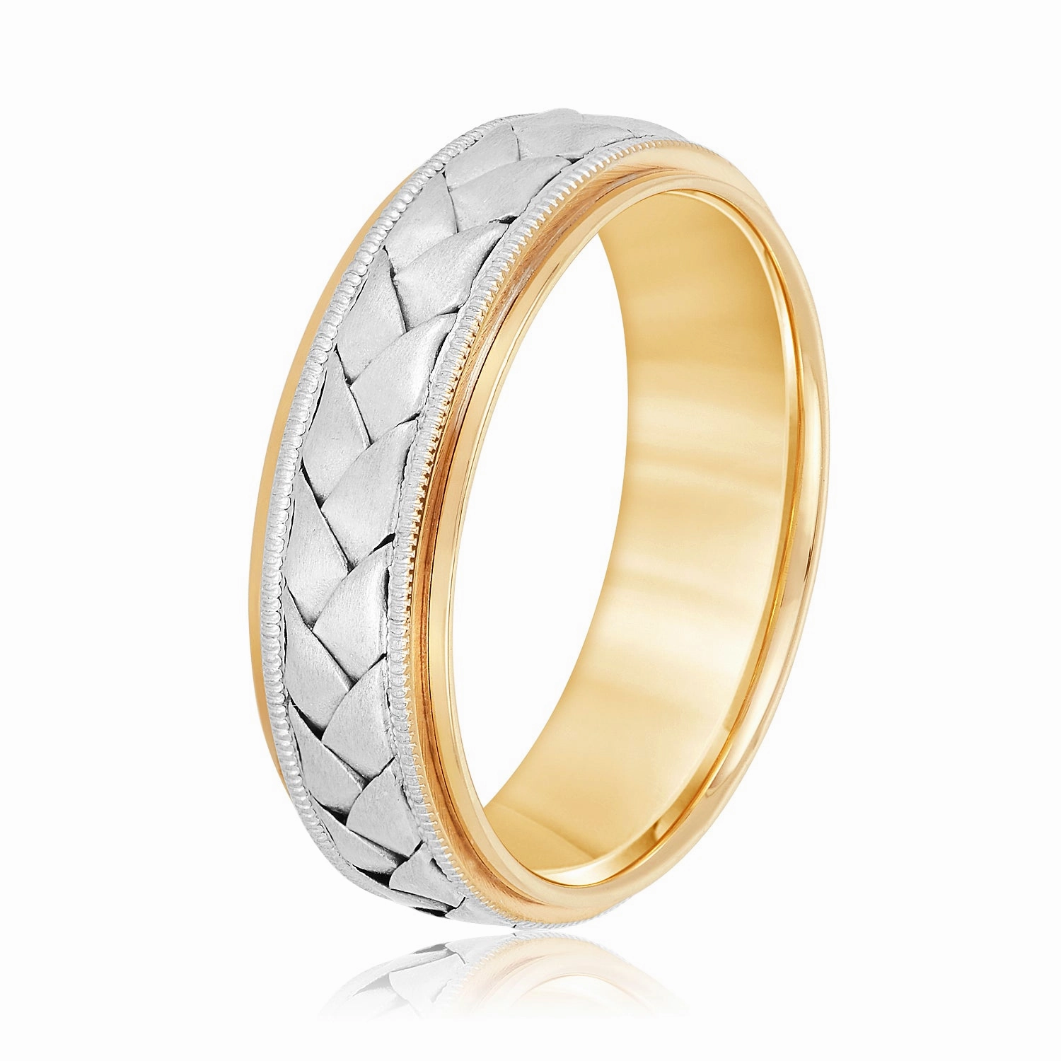 Hand Braided Milgrain Edges Men's Wedding Band