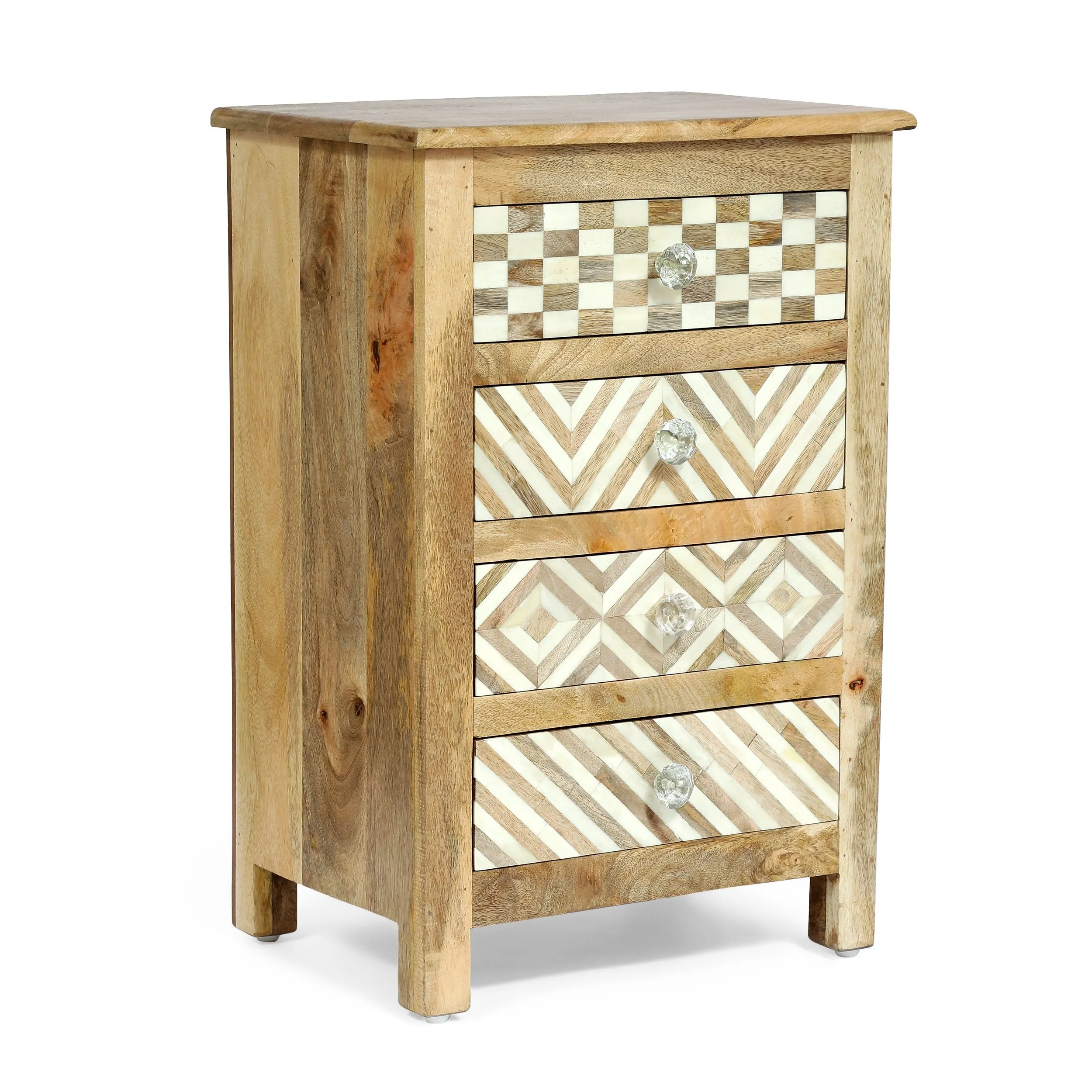 Handcrafted Boho 4 Drawer Mango Wood Nightstand - NH807313 office desk, work desk
