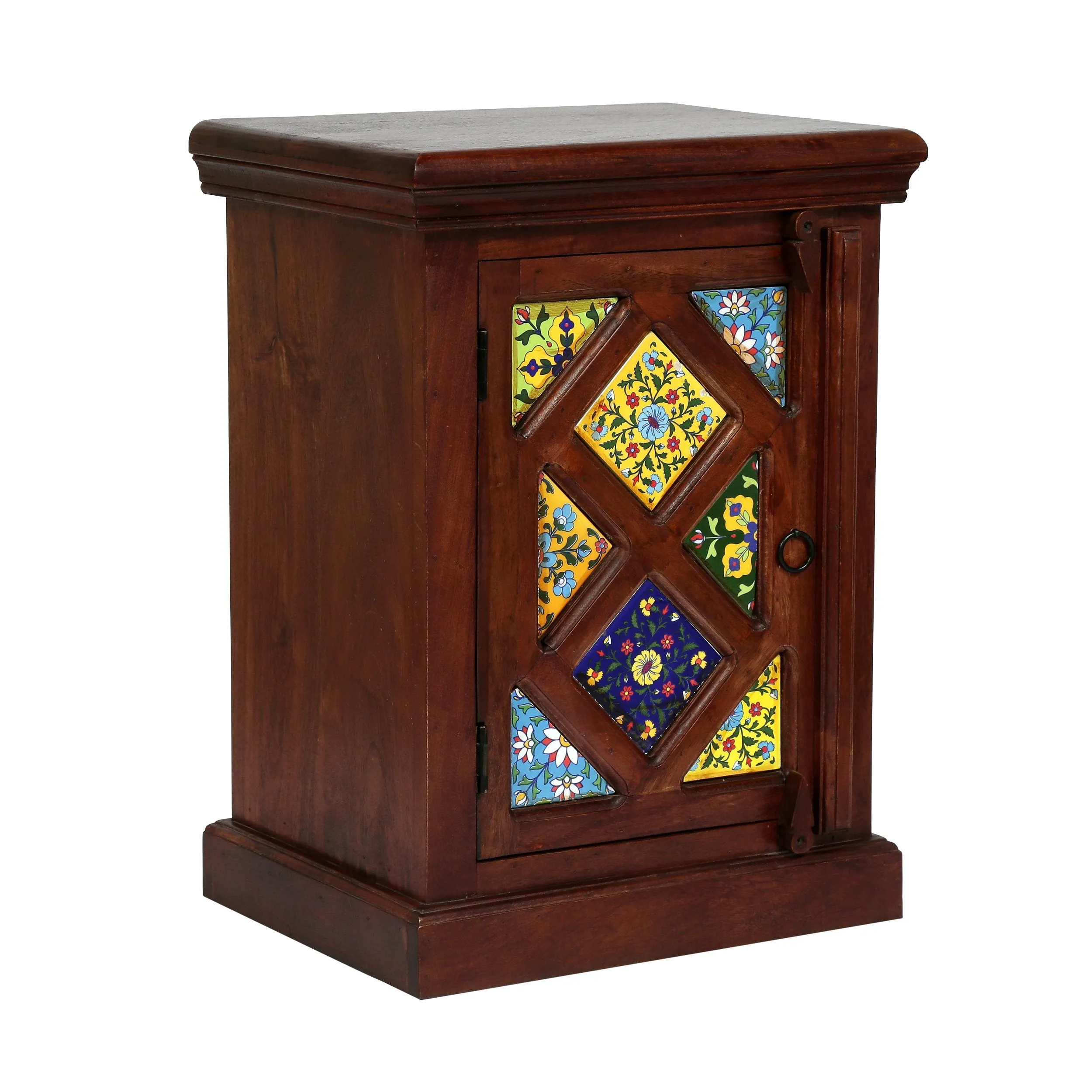 Handcrafted Boho Mango Wood Nightstand - NH598313 office desk, work desk