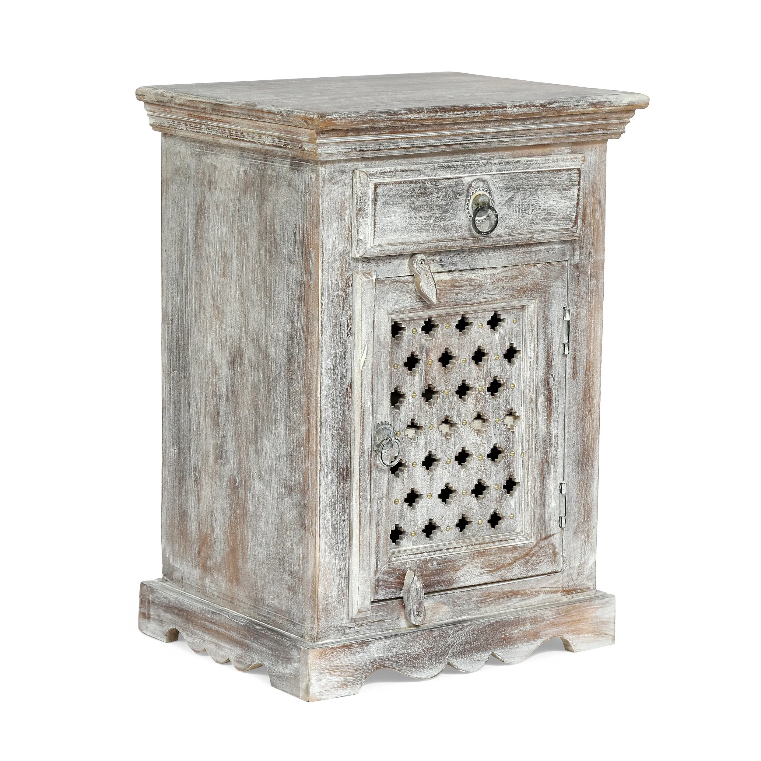 Handcrafted Boho Mango Wood Nightstand - NH907313 office desk, work desk