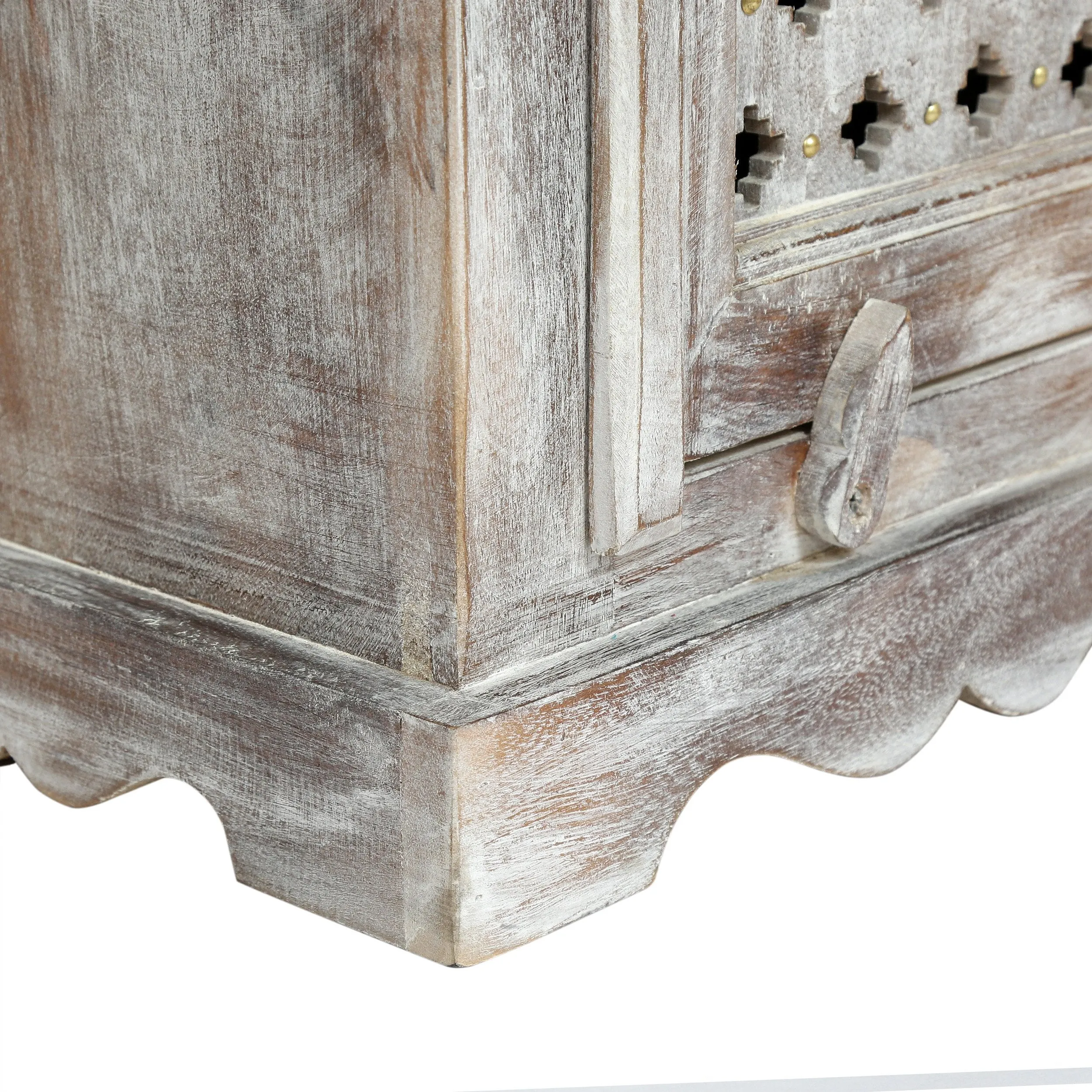 Handcrafted Boho Mango Wood Nightstand - NH907313