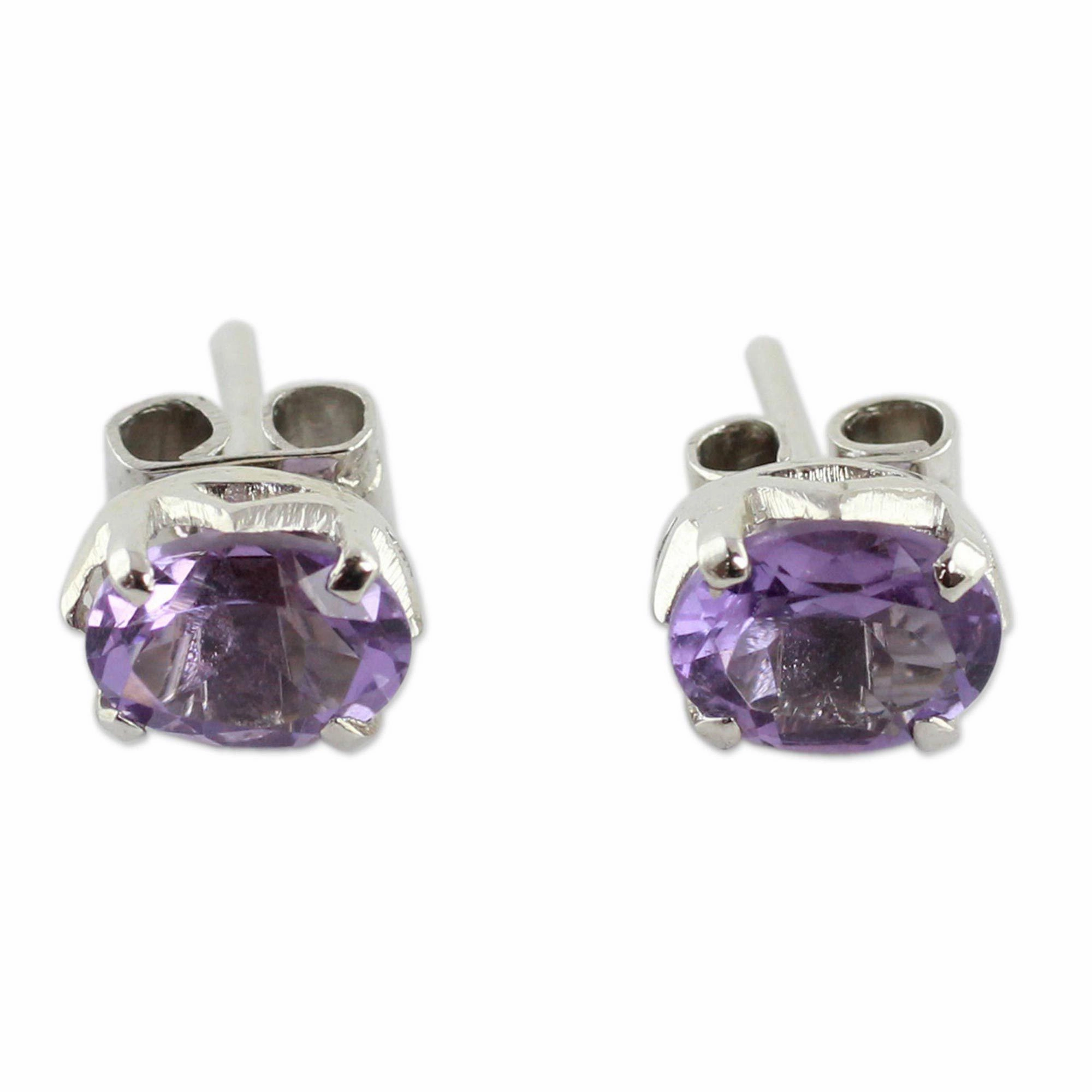 Handcrafted Amethyst & Sterling Silver Earrings