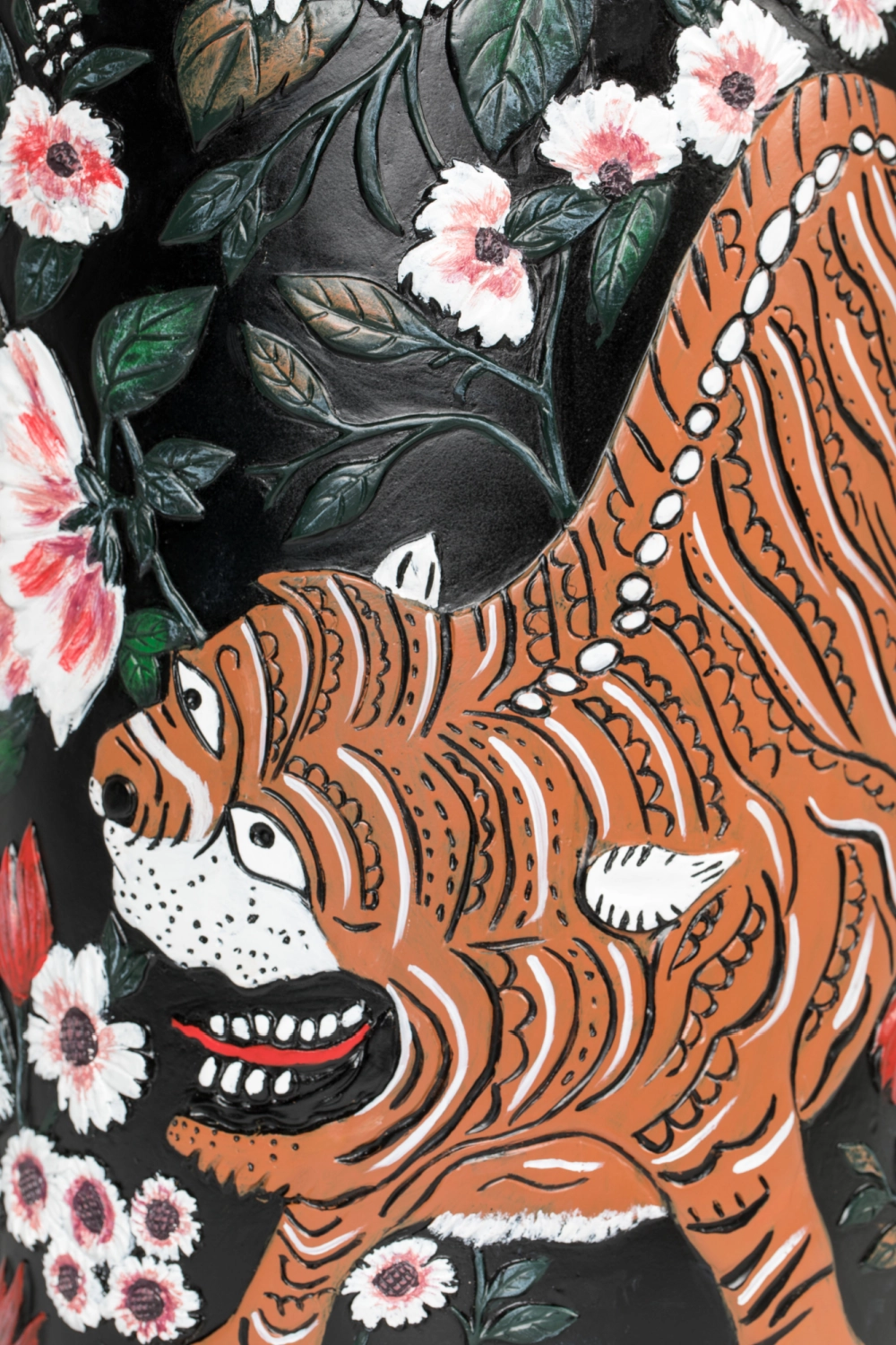 Handpainted Round Vase | Bold Monkey Songs Of The Night Tiger