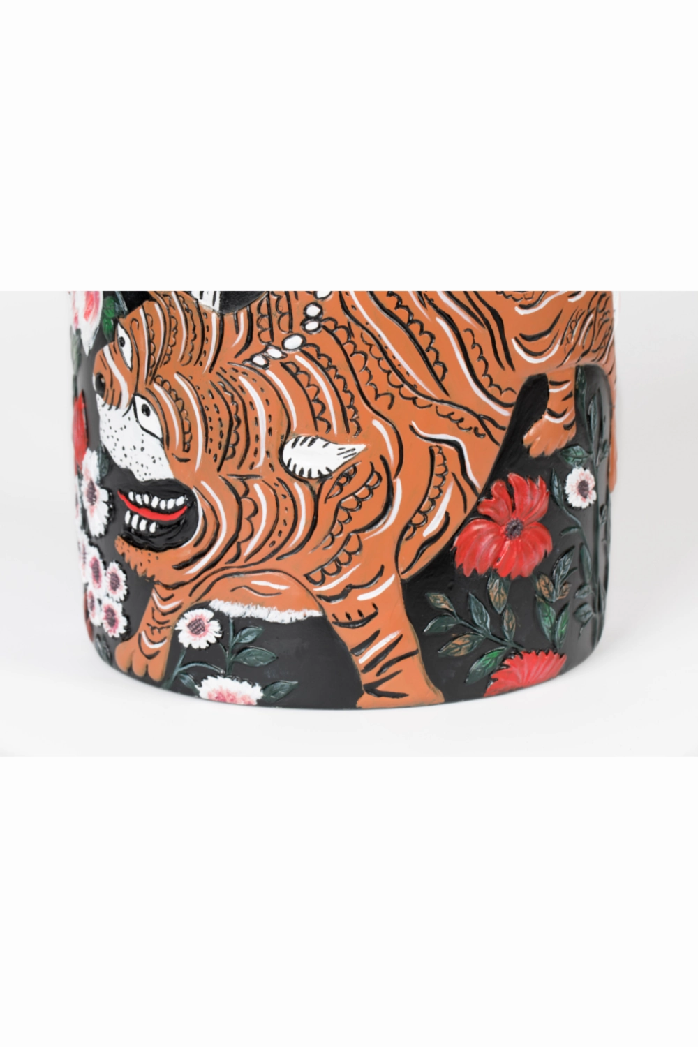 Handpainted Round Vase | Bold Monkey Songs Of The Night Tiger