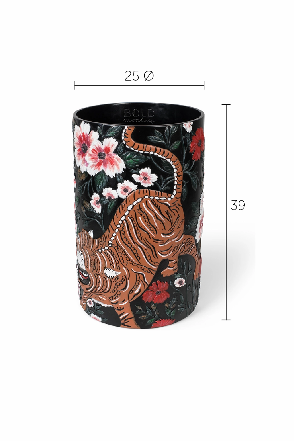 Handpainted Round Vase | Bold Monkey Songs Of The Night Tiger