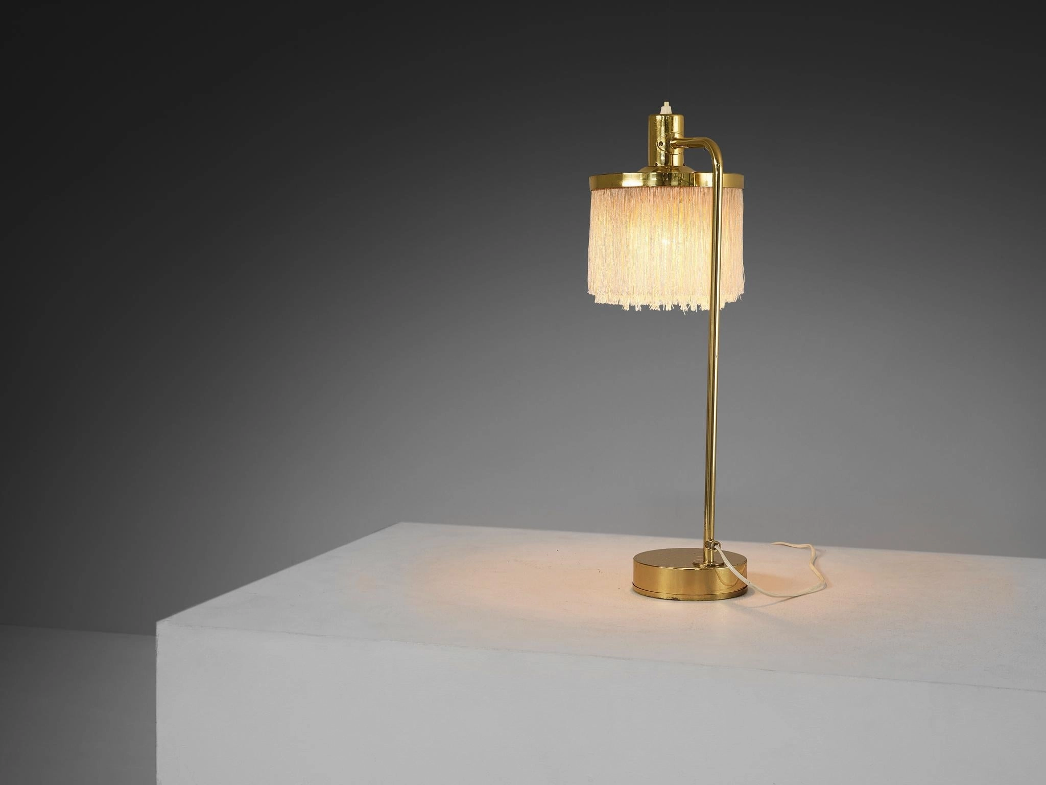 Hans-Agne Jakobsson 'Fringe' Table Lamp in Brass and Silk