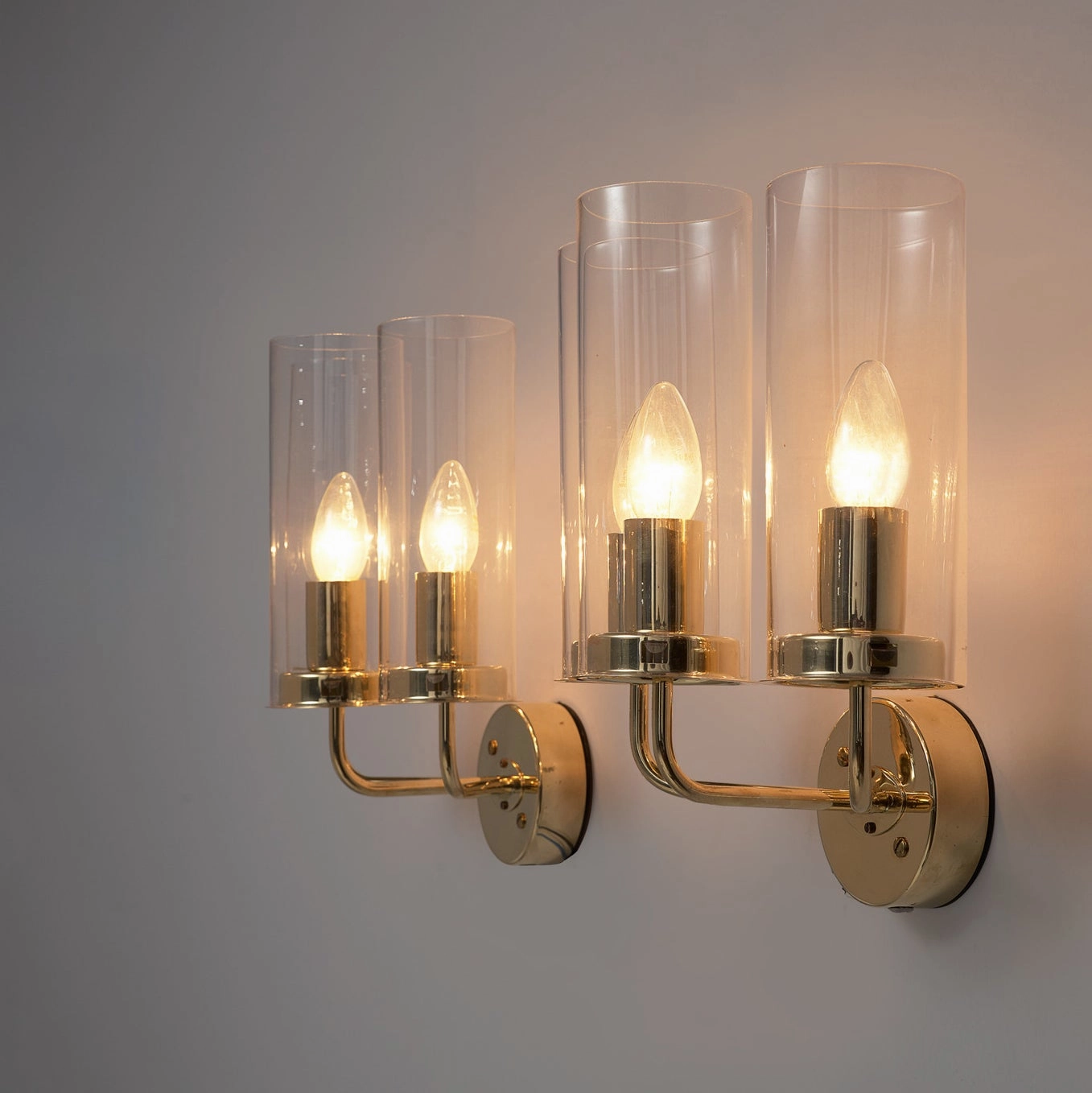 Hans-Agne Jakobsson 'Sonata' Wall Lights in Glass and Brass