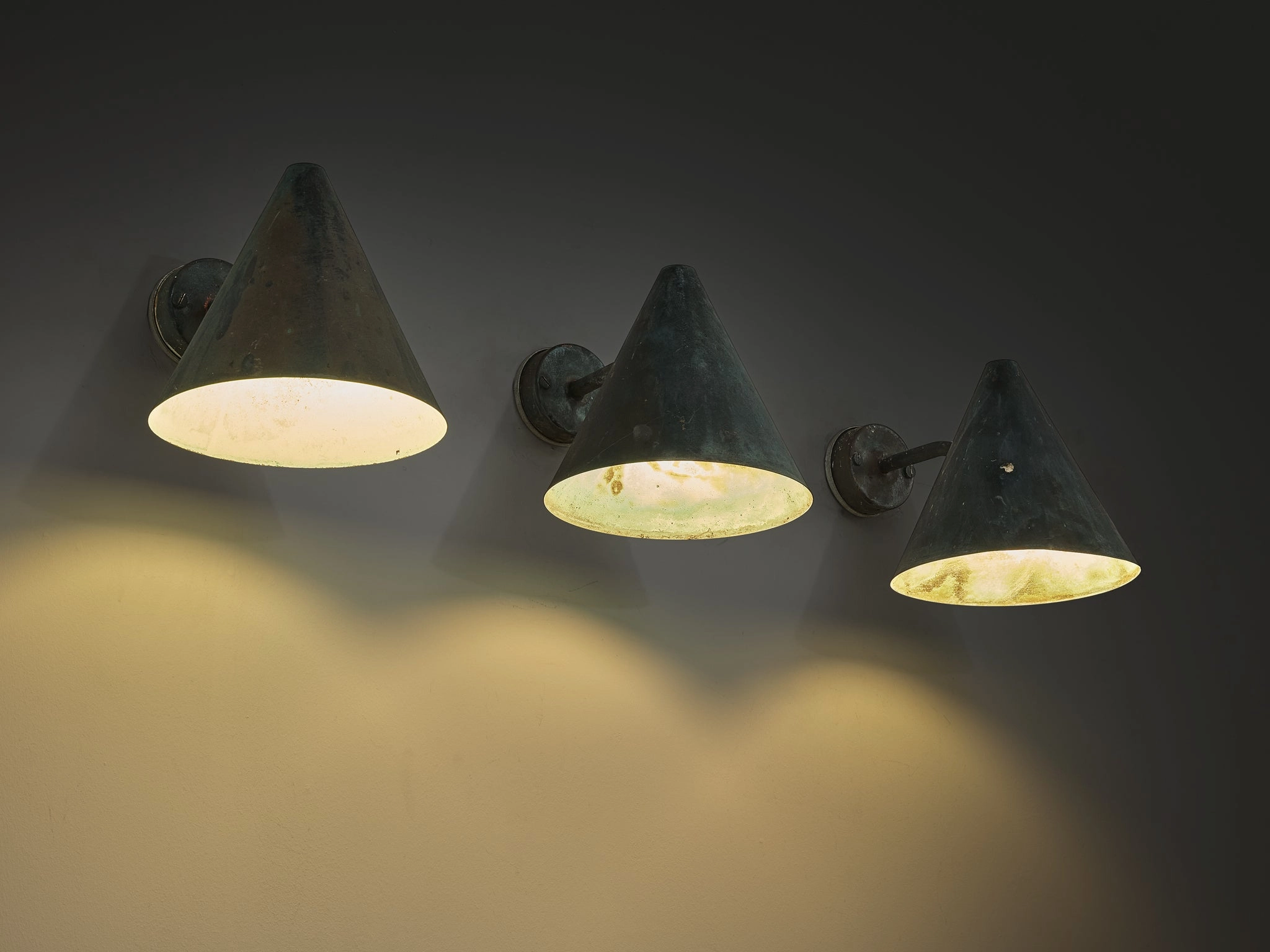 Hans-Agne Jakobsson 'Tratten' Wall Lights in Patinated Copper