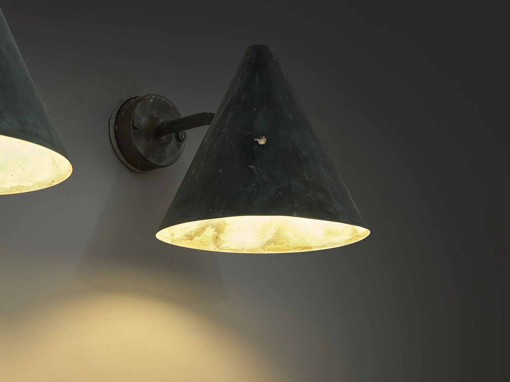 Hans-Agne Jakobsson 'Tratten' Wall Lights in Patinated Copper
