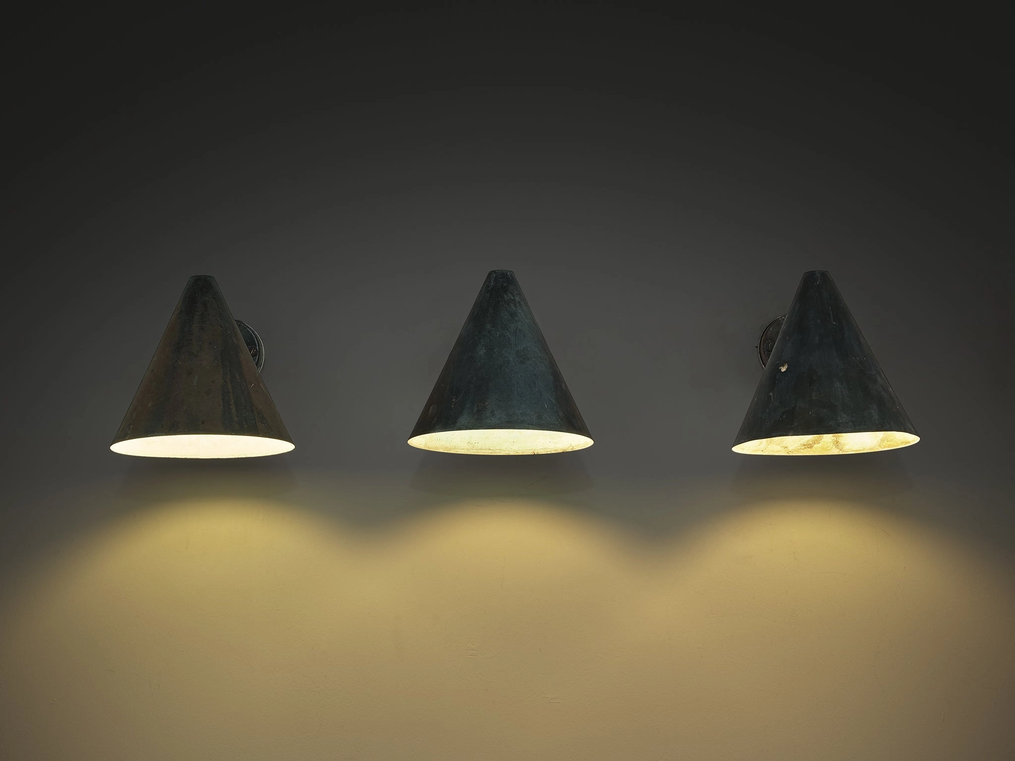 Hans-Agne Jakobsson 'Tratten' Wall Lights in Patinated Copper