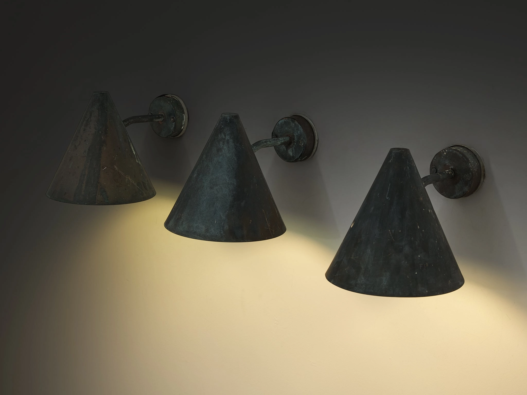 Hans-Agne Jakobsson 'Tratten' Wall Lights in Patinated Copper