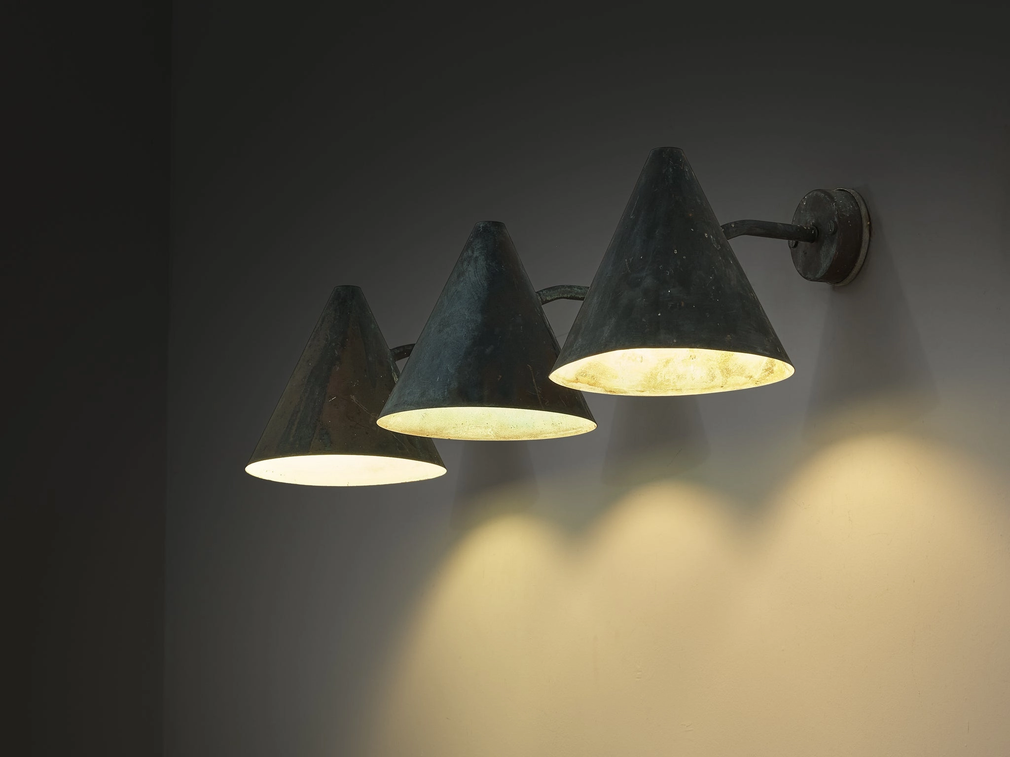 Hans-Agne Jakobsson 'Tratten' Wall Lights in Patinated Copper