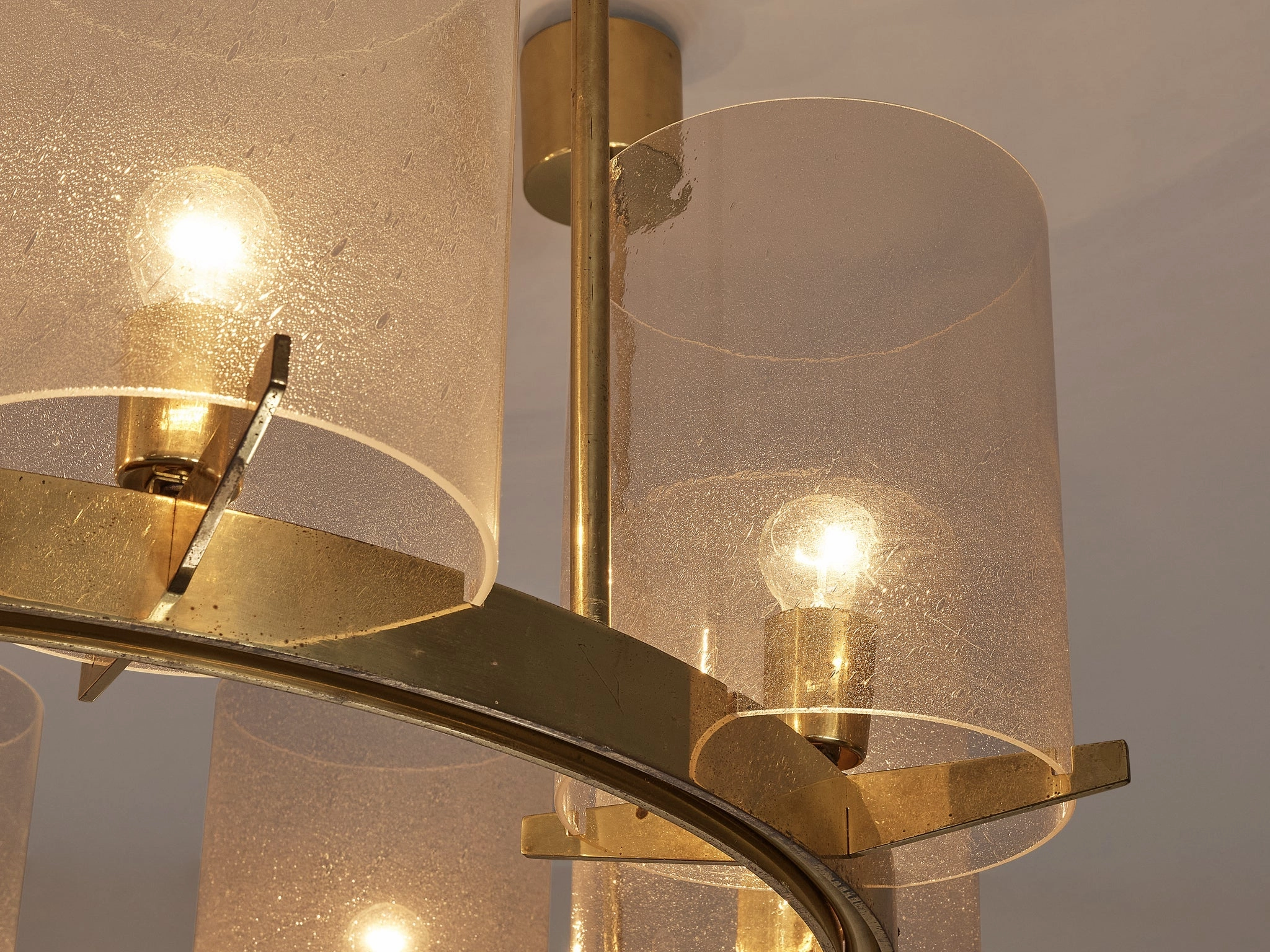 Hans-Agne Jakobsson Chandelier in Brass and Blown Glass