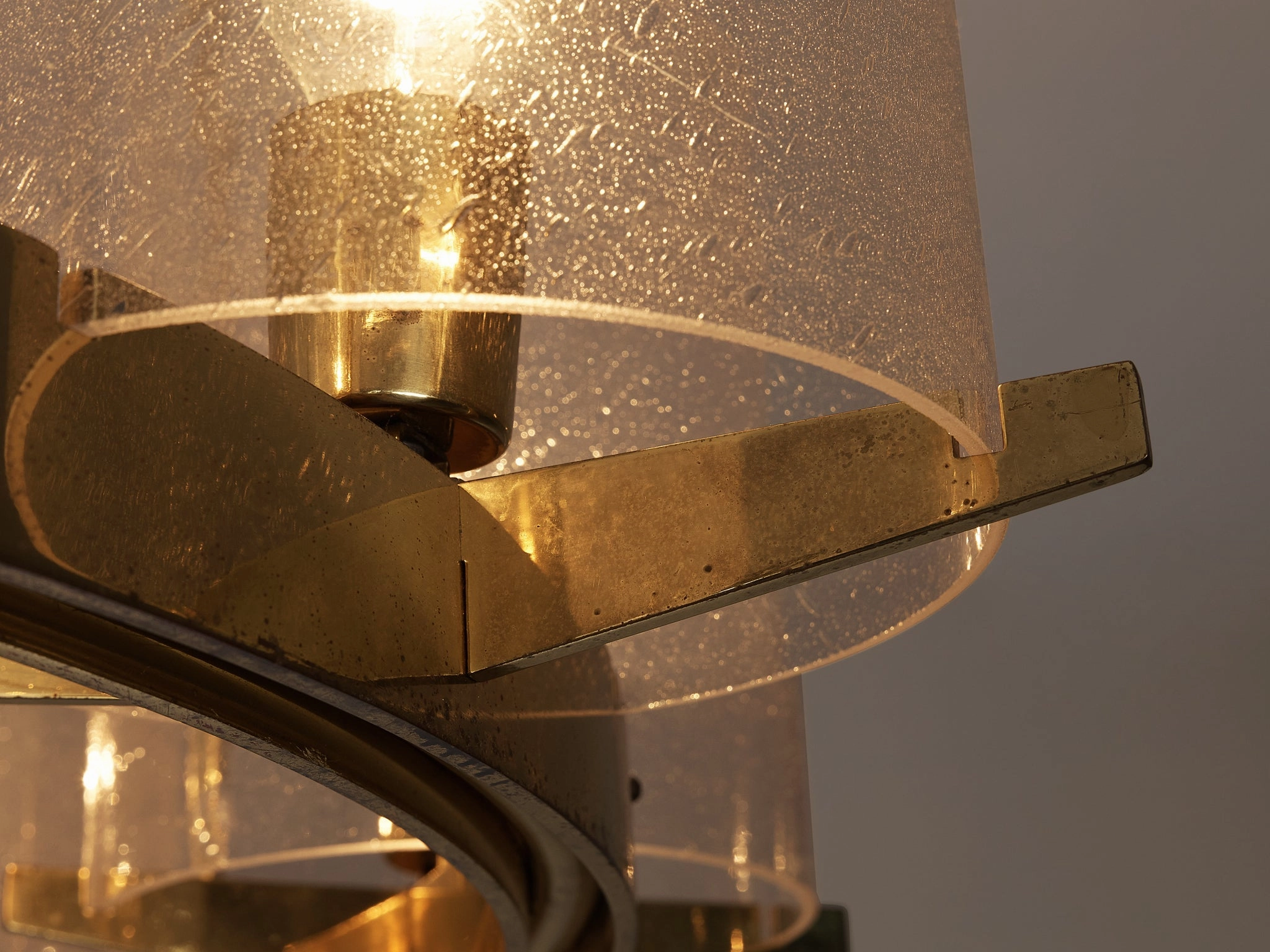 Hans-Agne Jakobsson Chandelier in Brass and Blown Glass