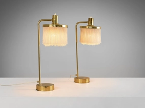 Hans-Agne Jakobsson Pair of 'Fringe' Table Lamps in Brass and Silk Knife Set,Kitchen Knives