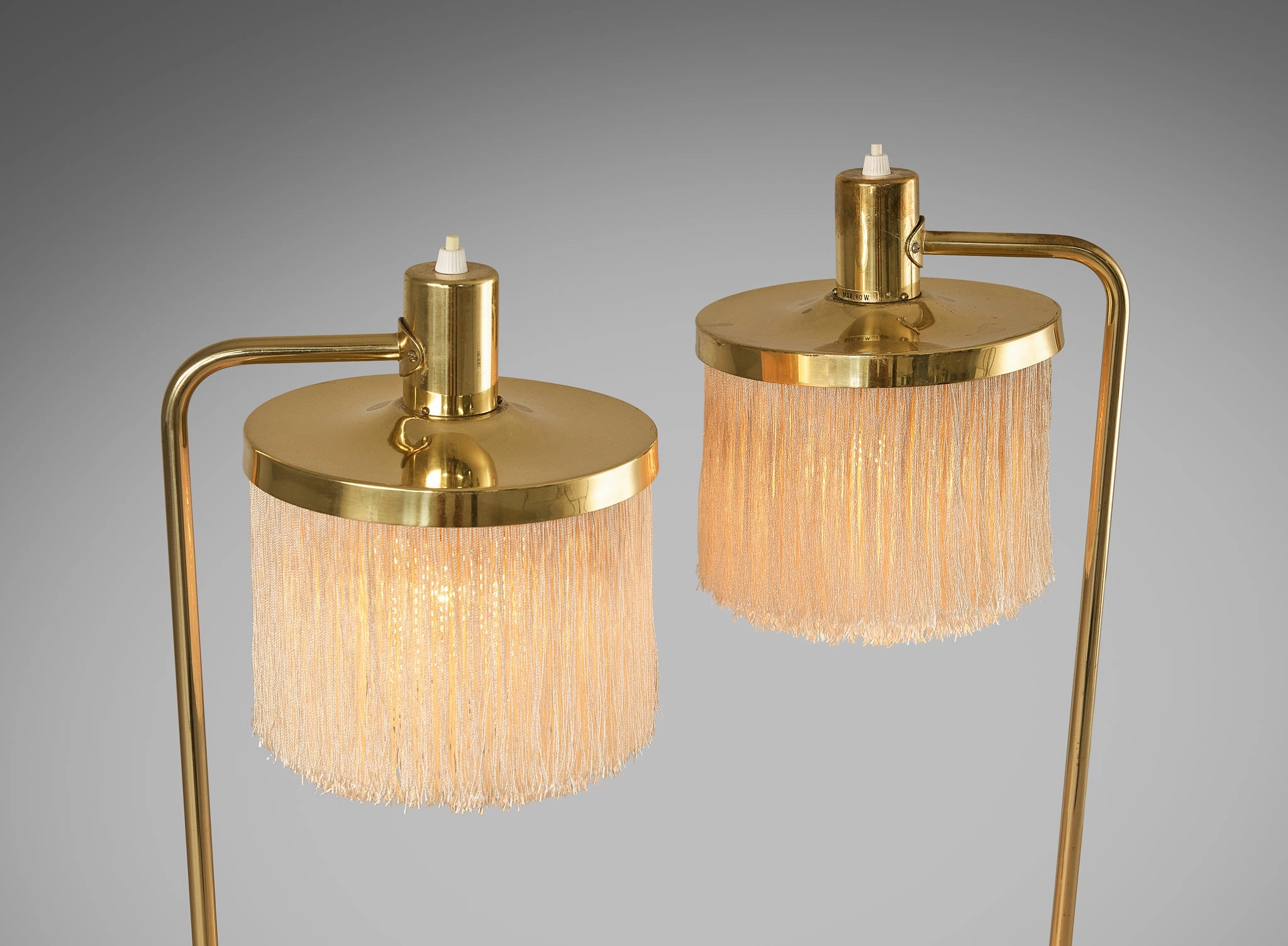 Hans-Agne Jakobsson Pair of 'Fringe' Table Lamps in Brass and Silk