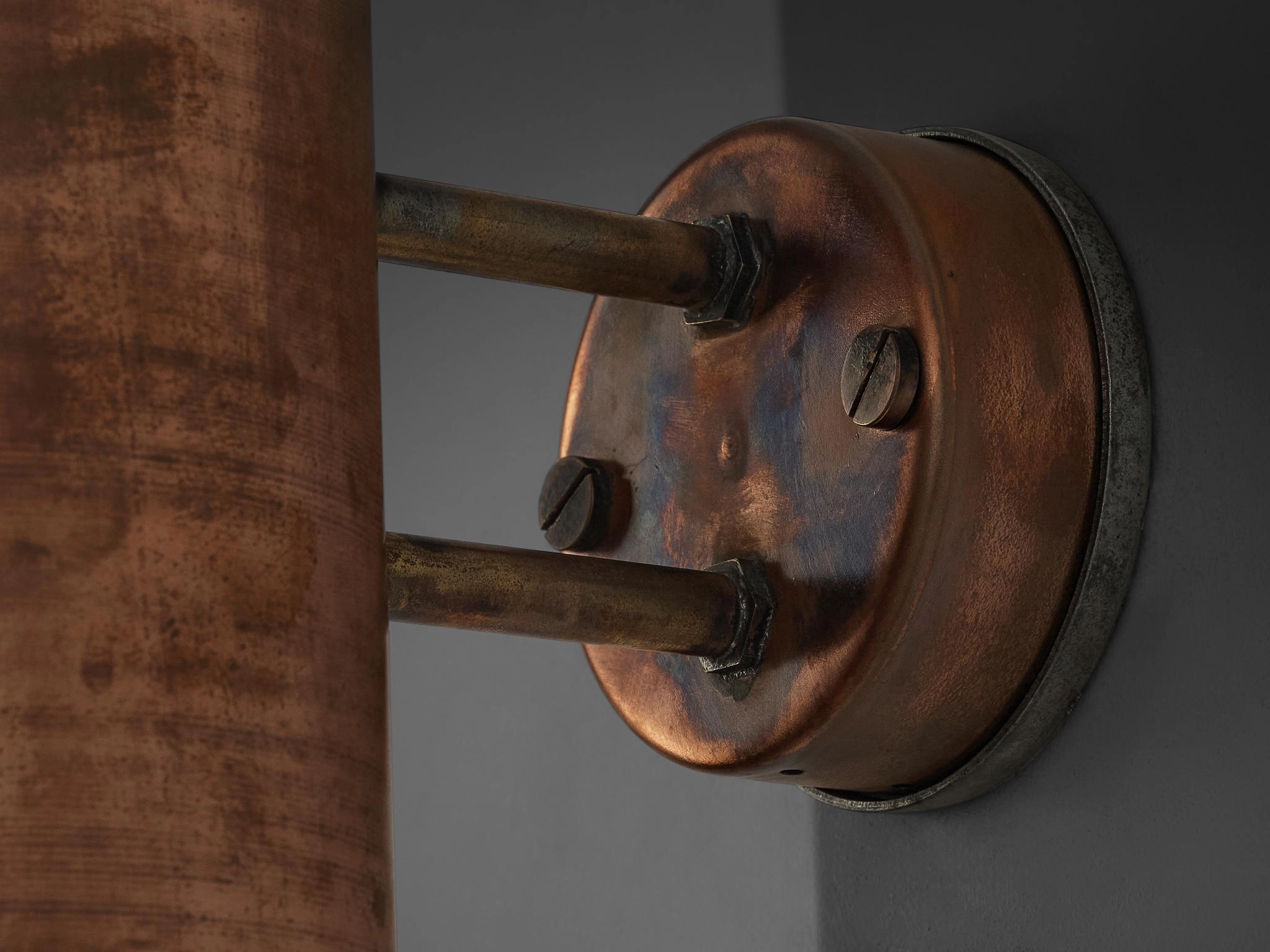 Hans-Agne Jakobsson Rulle Wall Light in Patinated Copper