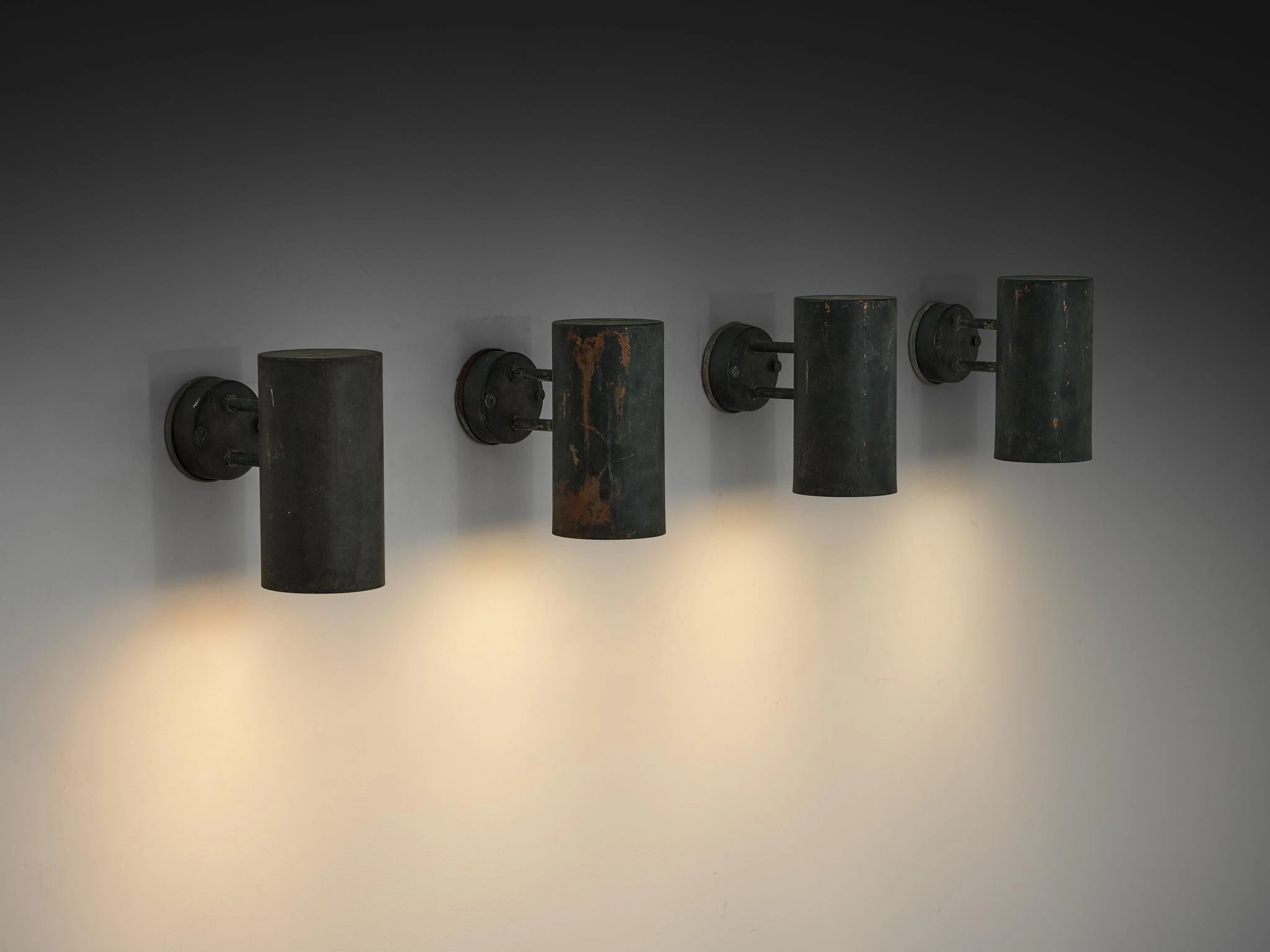 Hans-Agne Jakobsson Rulle Wall Lights in Patinated Copper