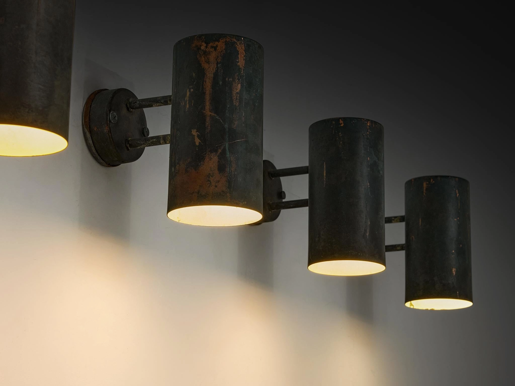 Hans-Agne Jakobsson Rulle Wall Lights in Patinated Copper