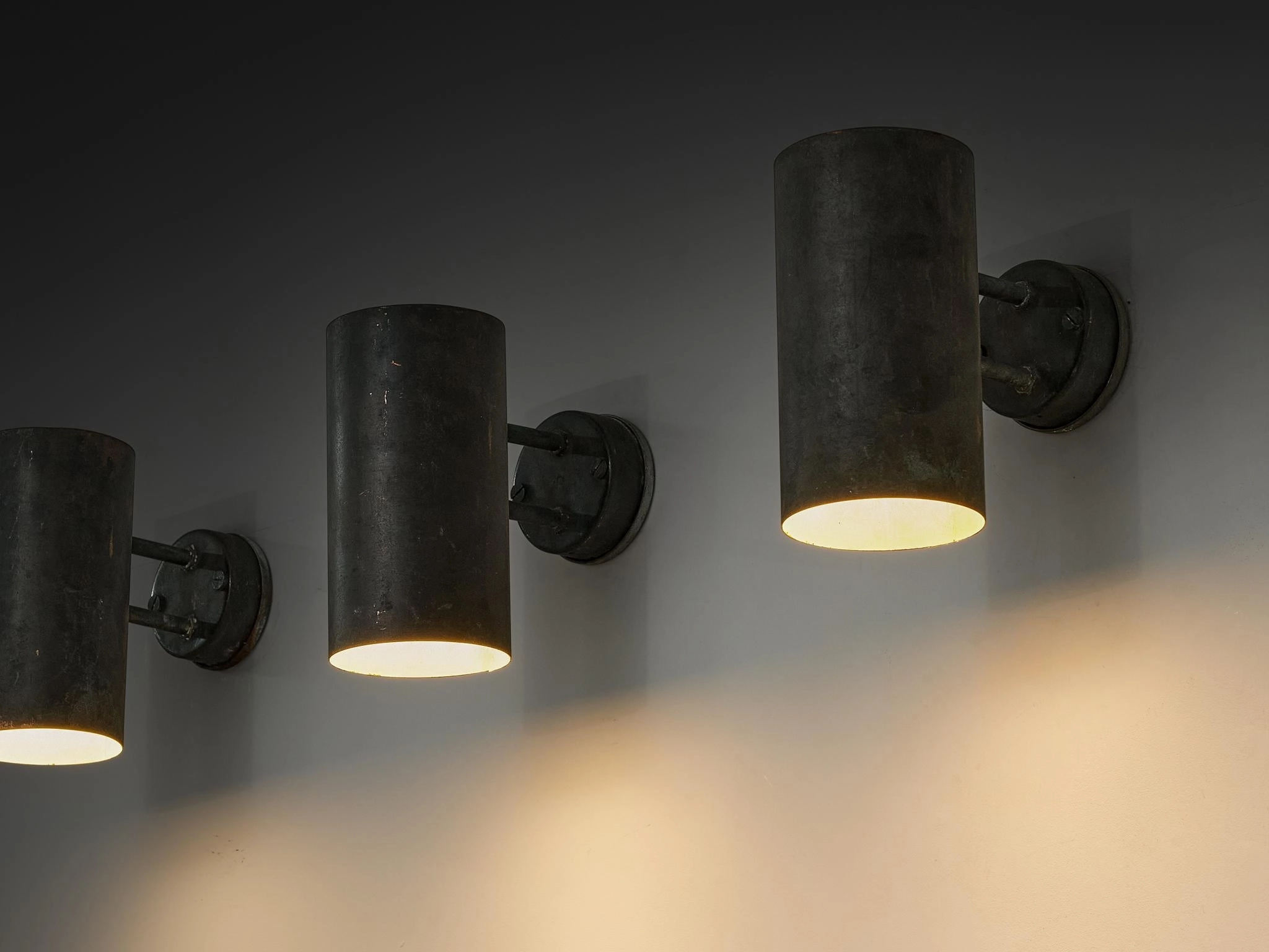 Hans-Agne Jakobsson Rulle Wall Lights in Patinated Copper