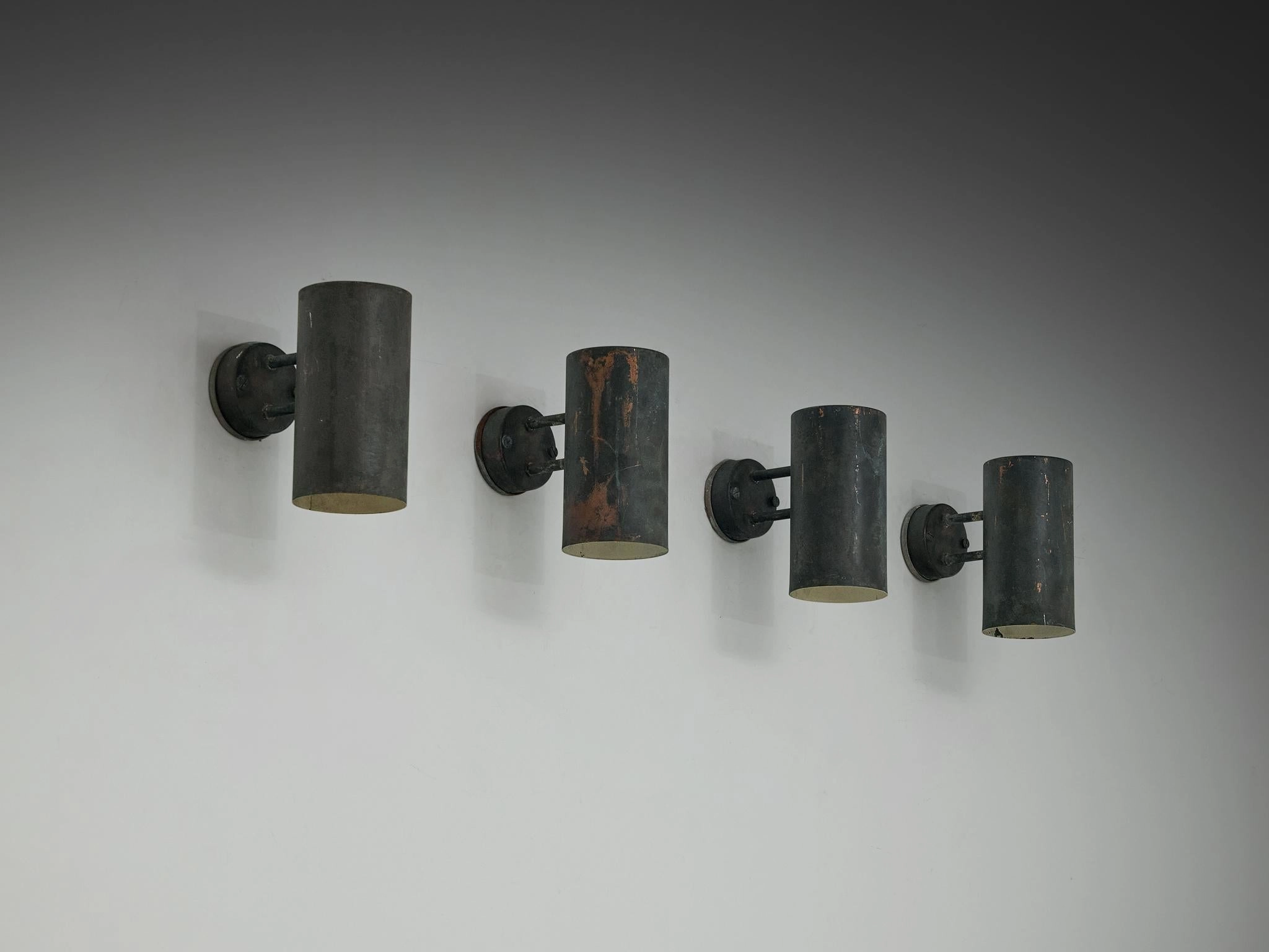 Hans-Agne Jakobsson Rulle Wall Lights in Patinated Copper
