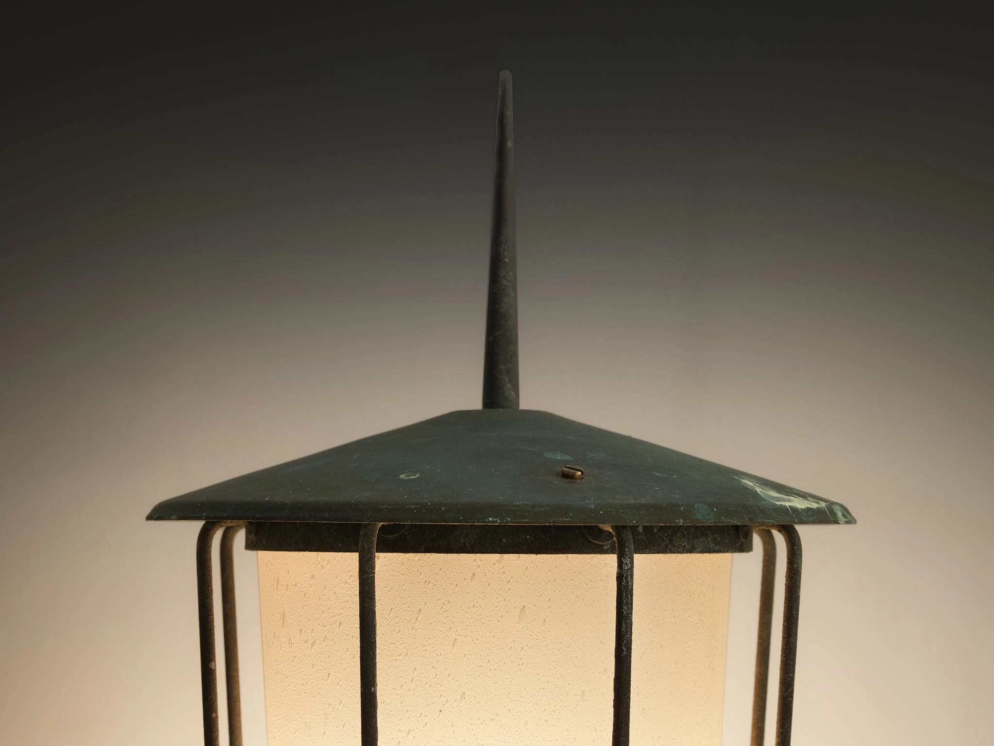 Hans Bergstrm for Atelj Lyktan 'Knight' Wall Light in Copper and Blown Glass