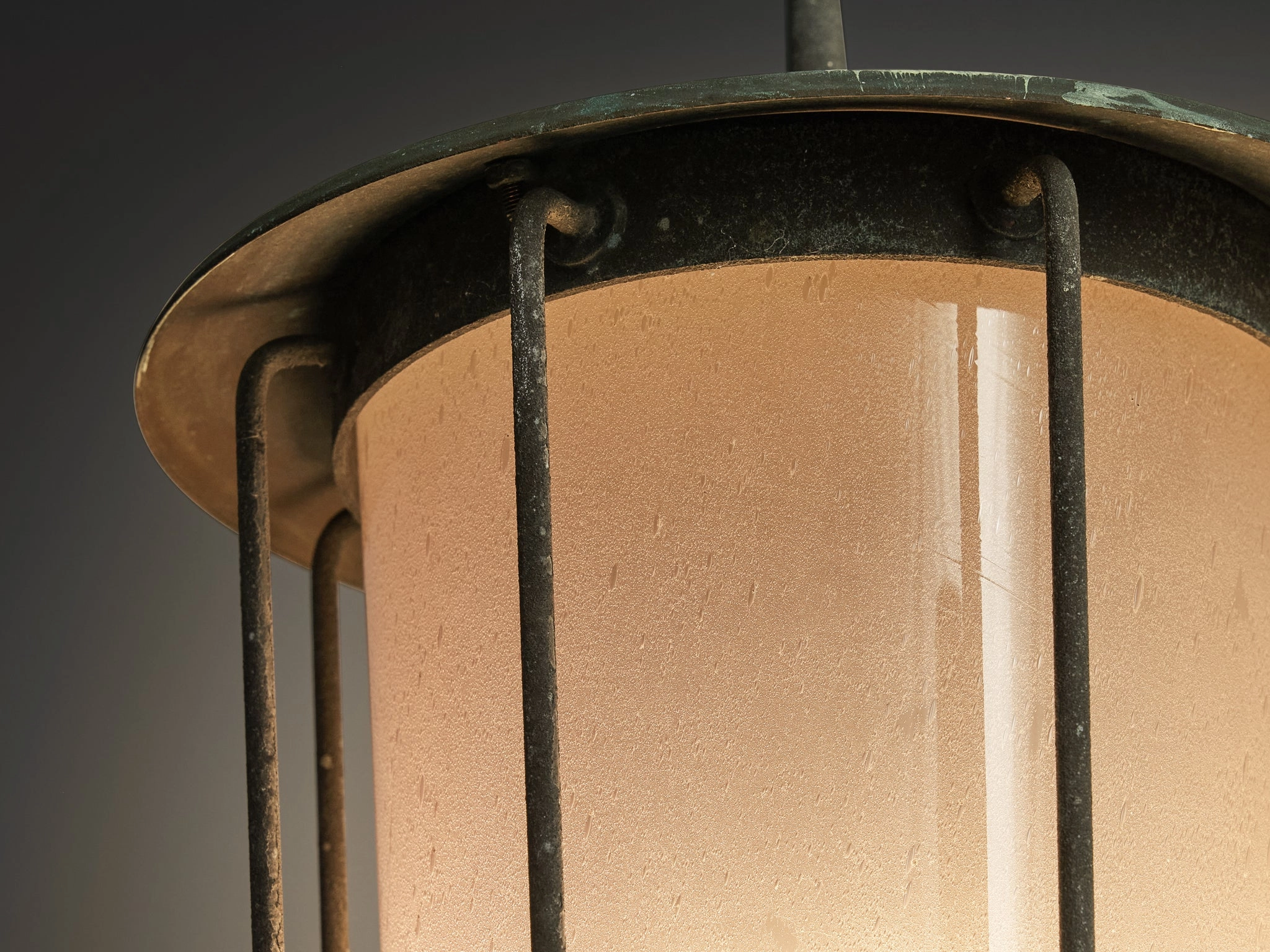 Hans Bergstrm for Atelj Lyktan 'Knight' Wall Light in Copper and Blown Glass