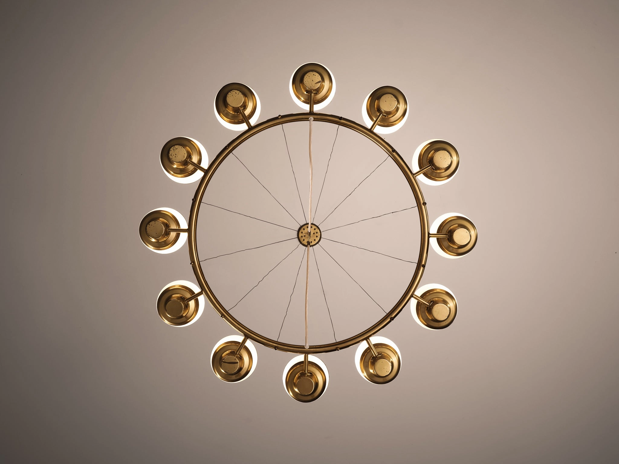 Hans Bergstrm for Atelj Lyktan Chandeliers in Brass and Frosted Glass