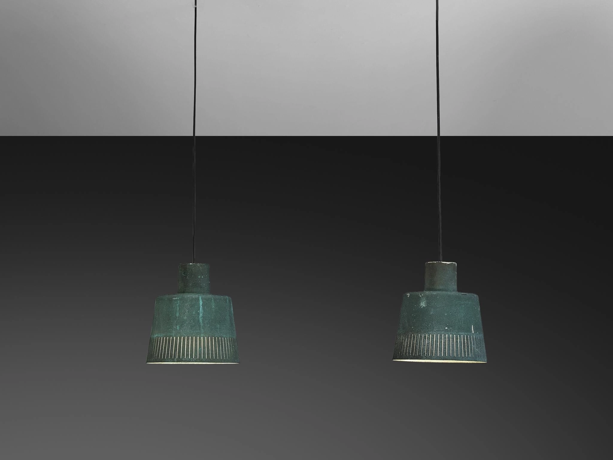 Hans Bergstrm for Atelj Lyktan Pendants in Patinated Copper