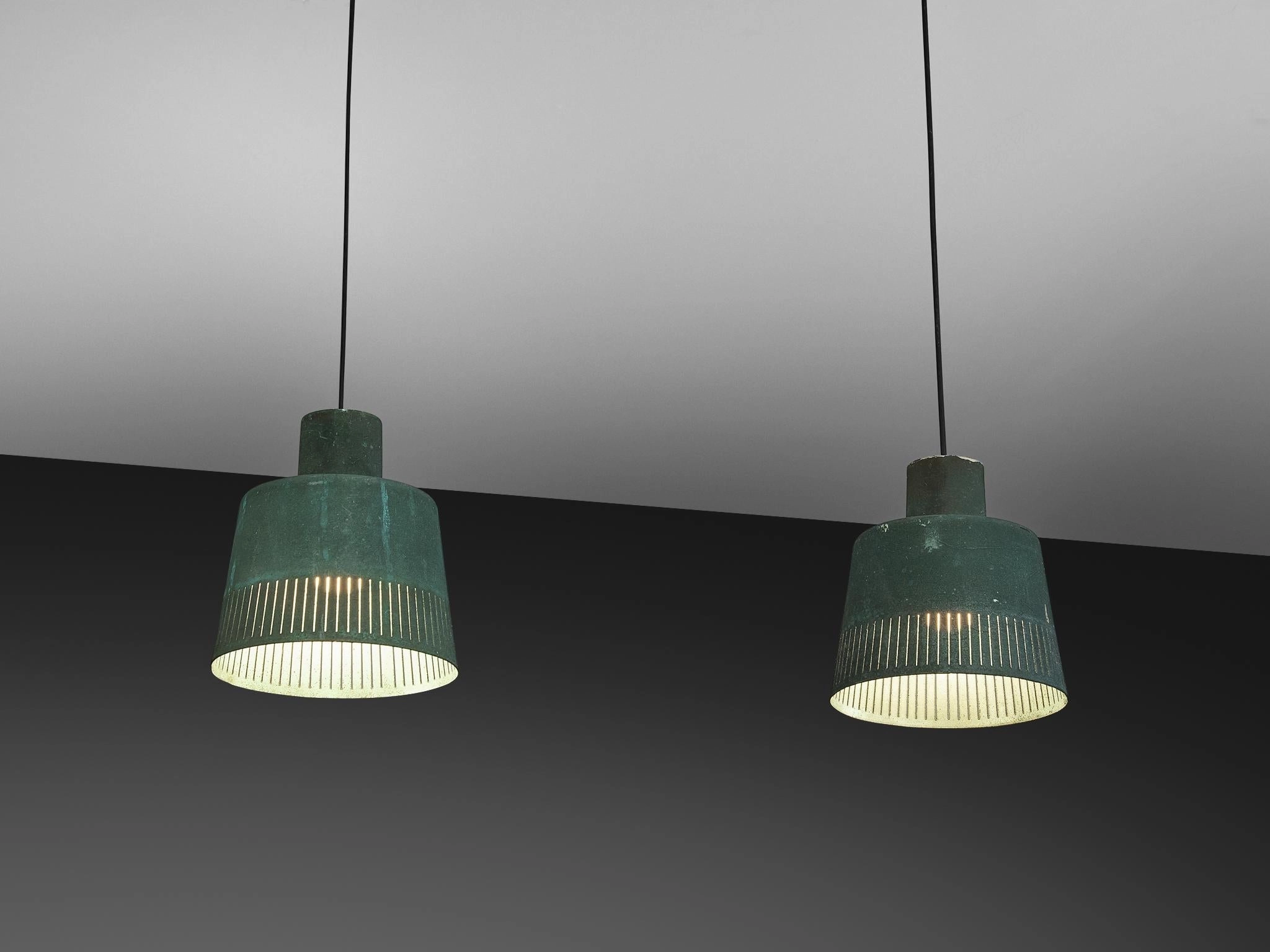 Hans Bergstrm for Atelj Lyktan Pendants in Patinated Copper