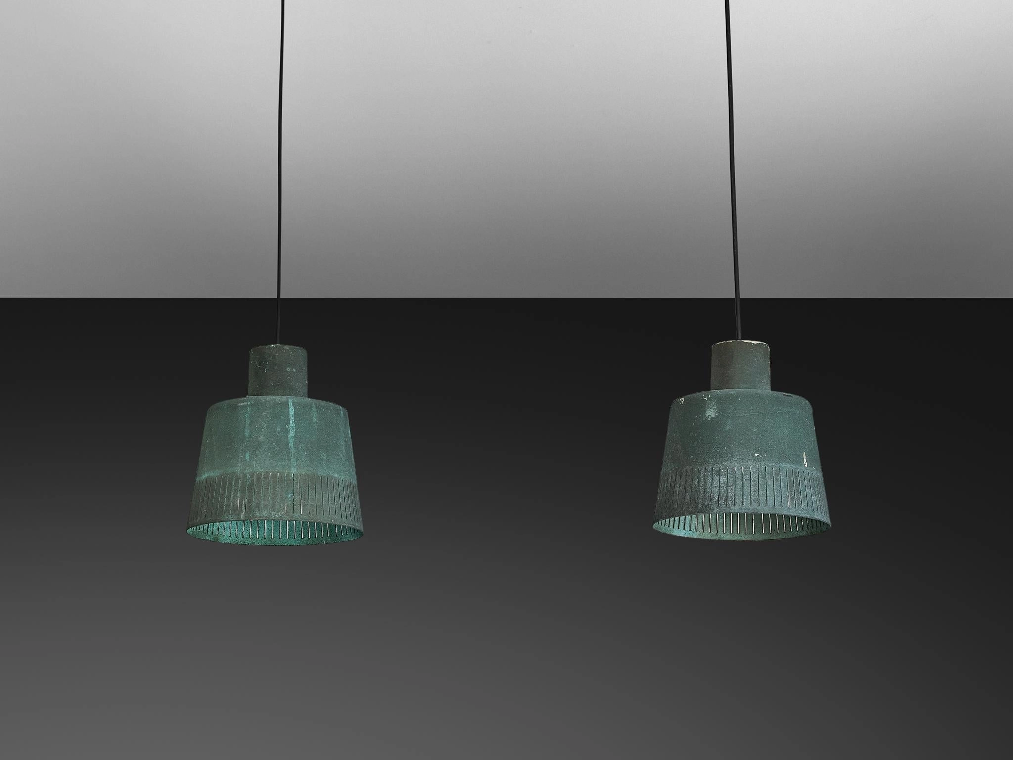 Hans Bergstrm for Atelj Lyktan Pendants in Patinated Copper