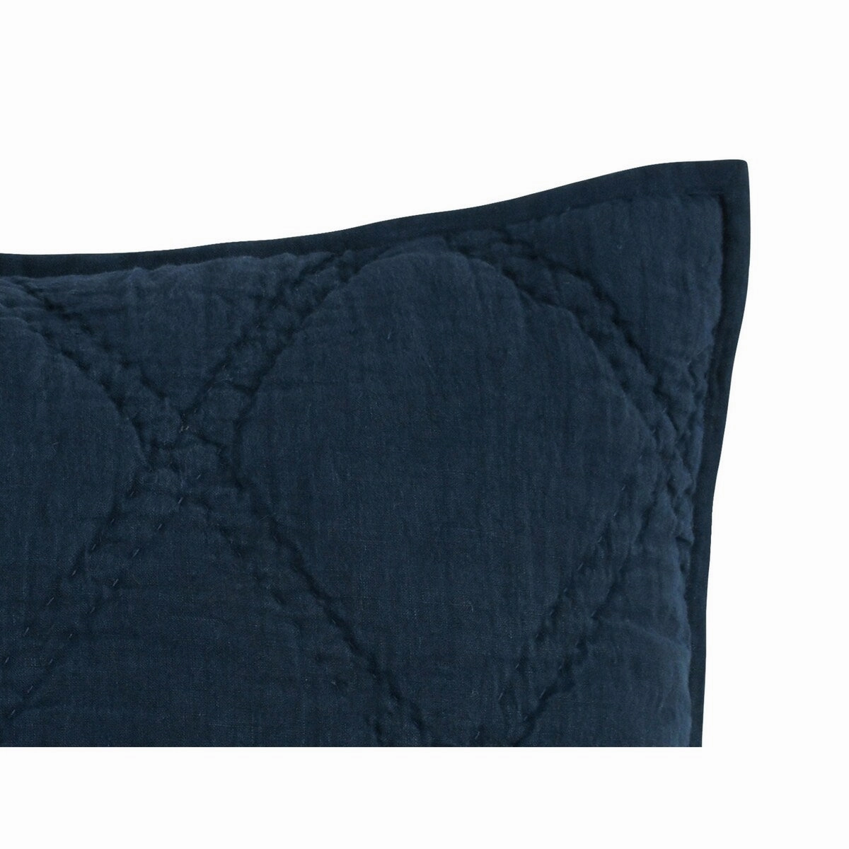 Hara 26 Inch Hand Quilted Standard Pillow Sham, Polyester Fill, Dark Blue