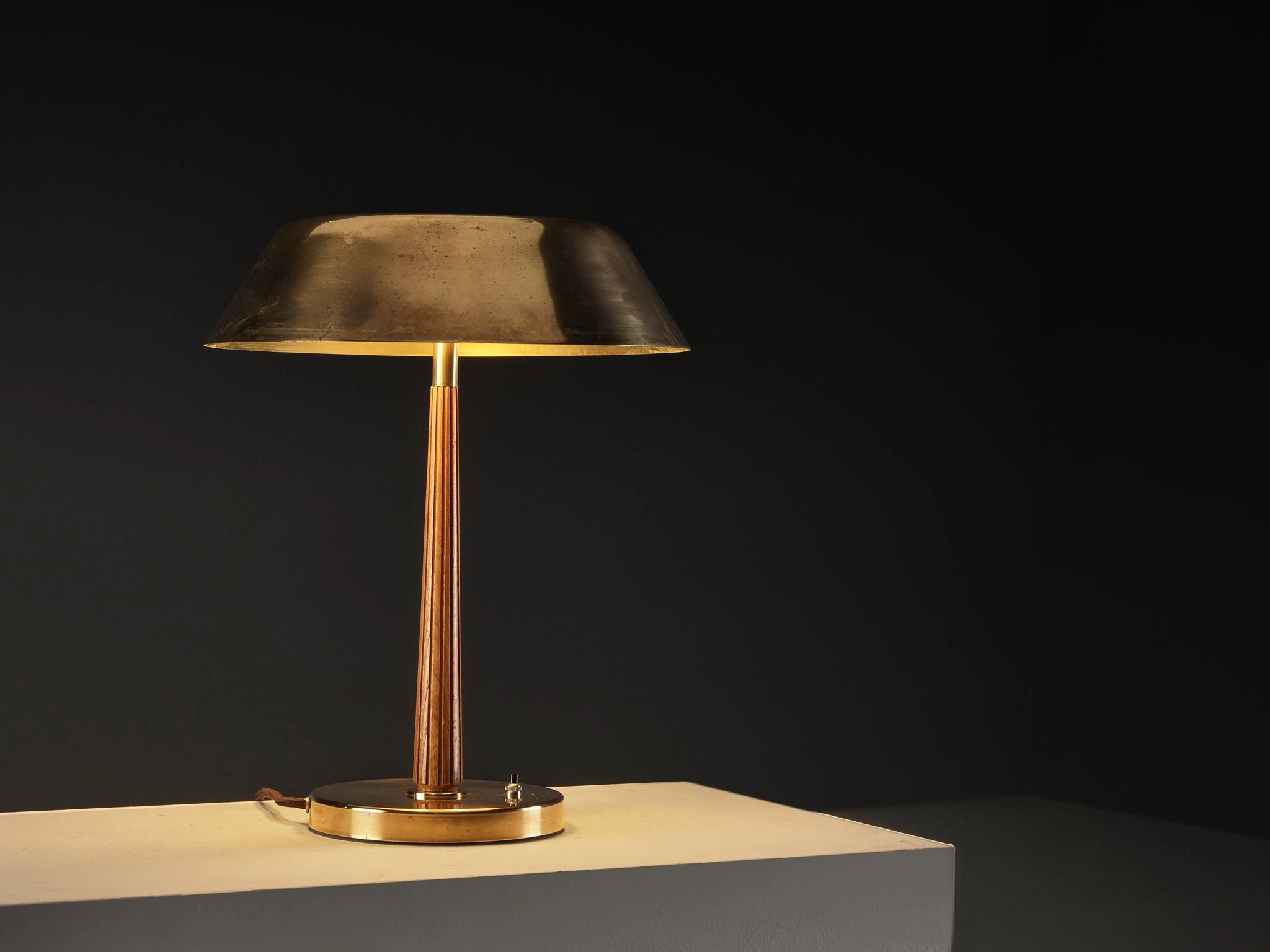 Harald Notini for Bhlmarks Table Lamp in Brass and Mahogany
