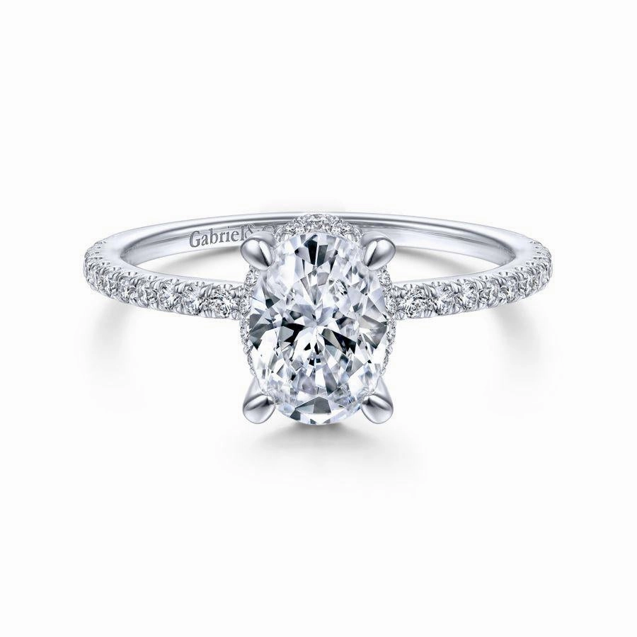 Hart - 14K White Gold Hidden Halo Oval Diamond Engagement Ring (Setting Only)