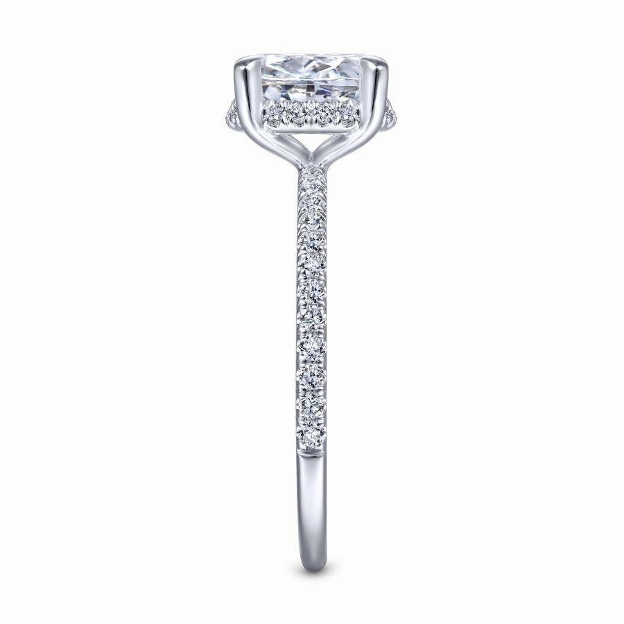 Hart - 14K White Gold Hidden Halo Oval Diamond Engagement Ring (Setting Only)