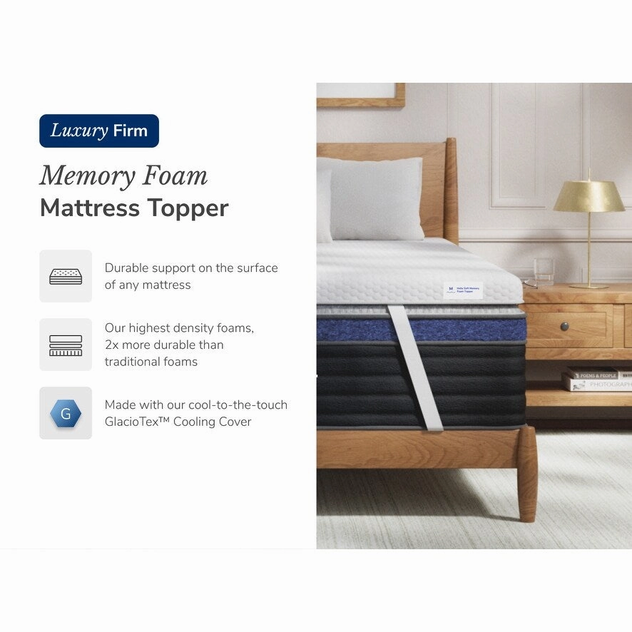 Helix Premium Memory Foam Mattress Topper with GlacioTex, Firm