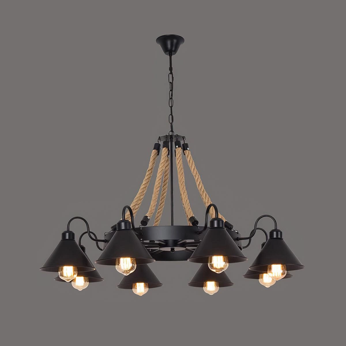 Hemp Rope Industrial Horn Chandelier