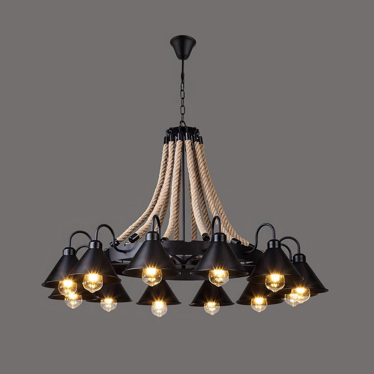 Hemp Rope Industrial Horn Chandelier