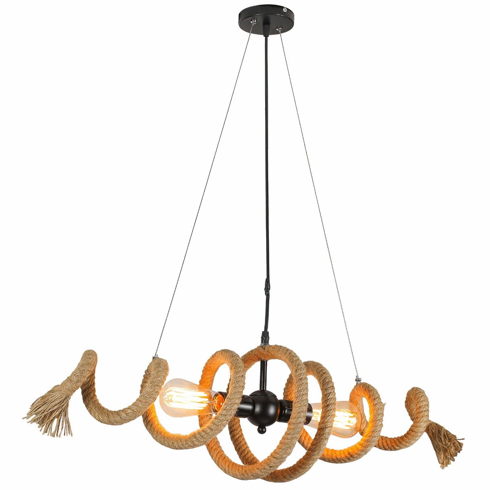 Hemp Rope Industrial Spiral Chandelier