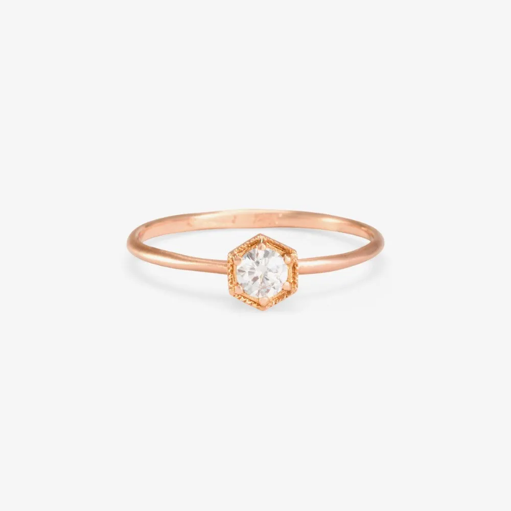 Hexagon 0.16ct White Diamond Ring
