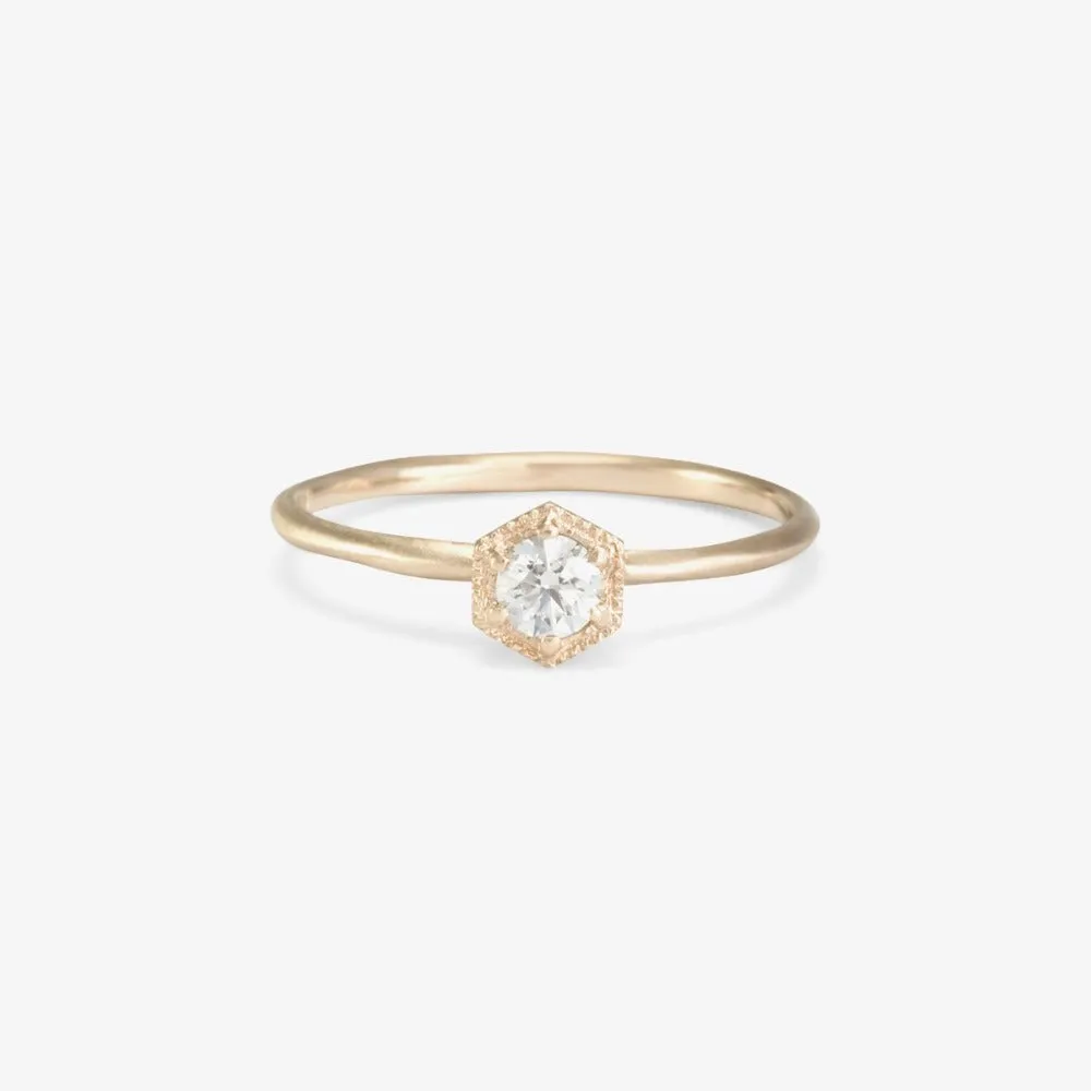 Hexagon 0.16ct White Diamond Ring