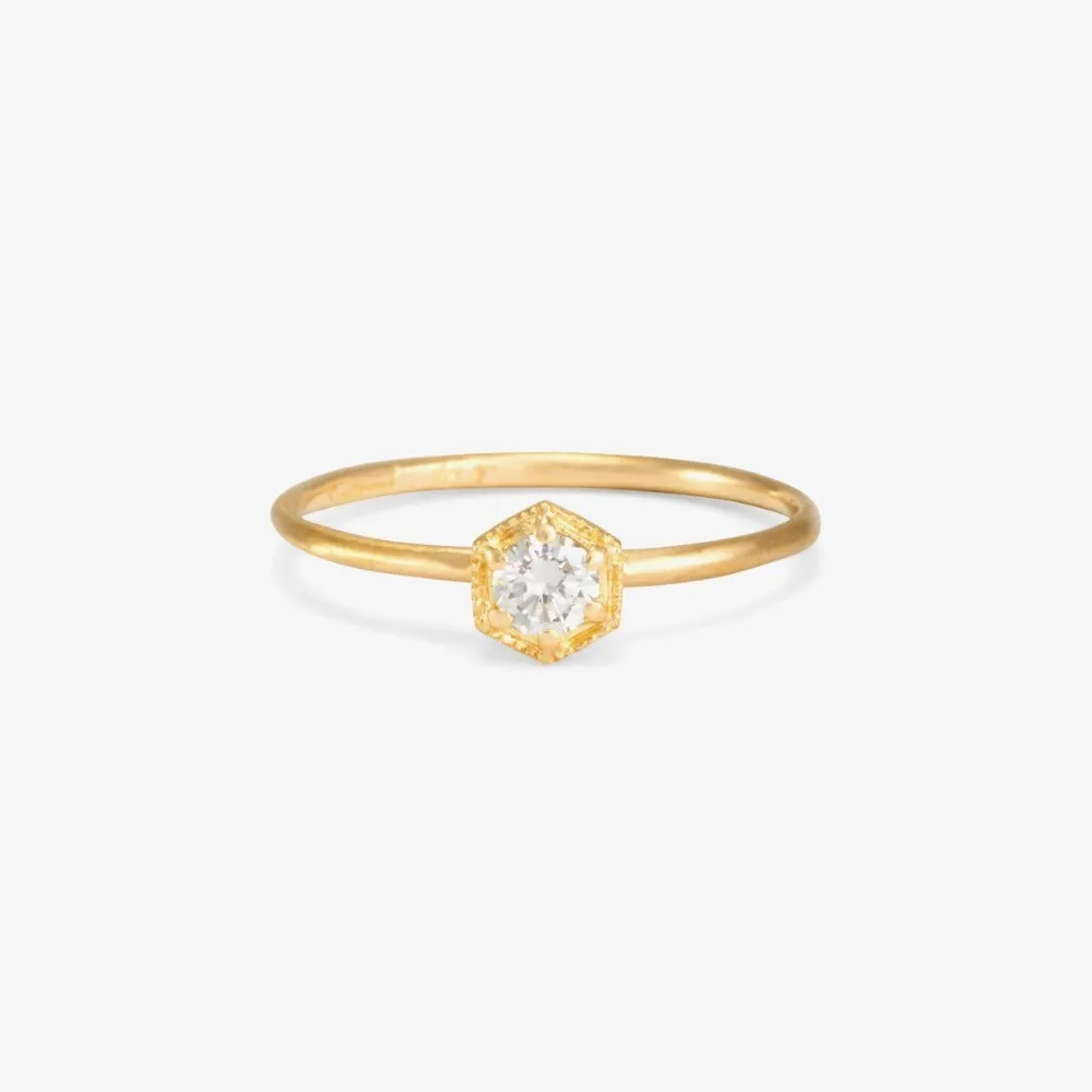 Hexagon 0.16ct White Diamond Ring