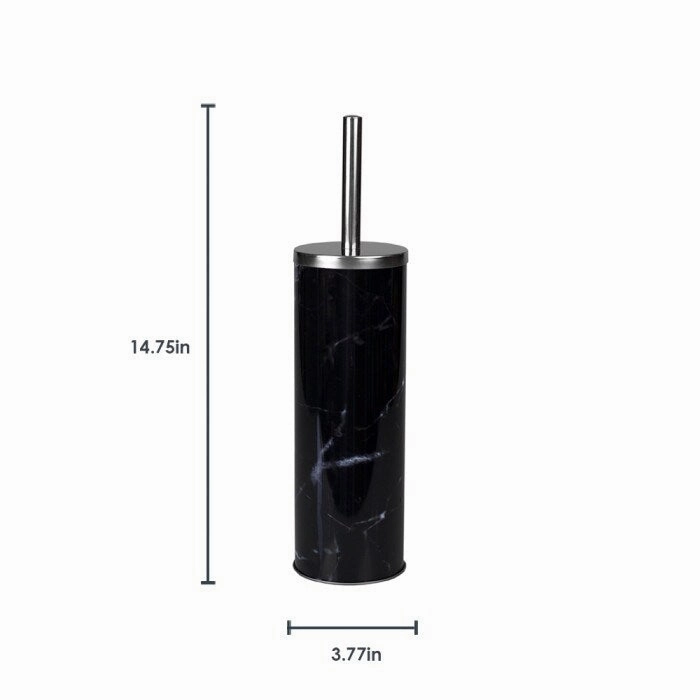 Hide-Away Faux Marble Toilet Brush Set, Black